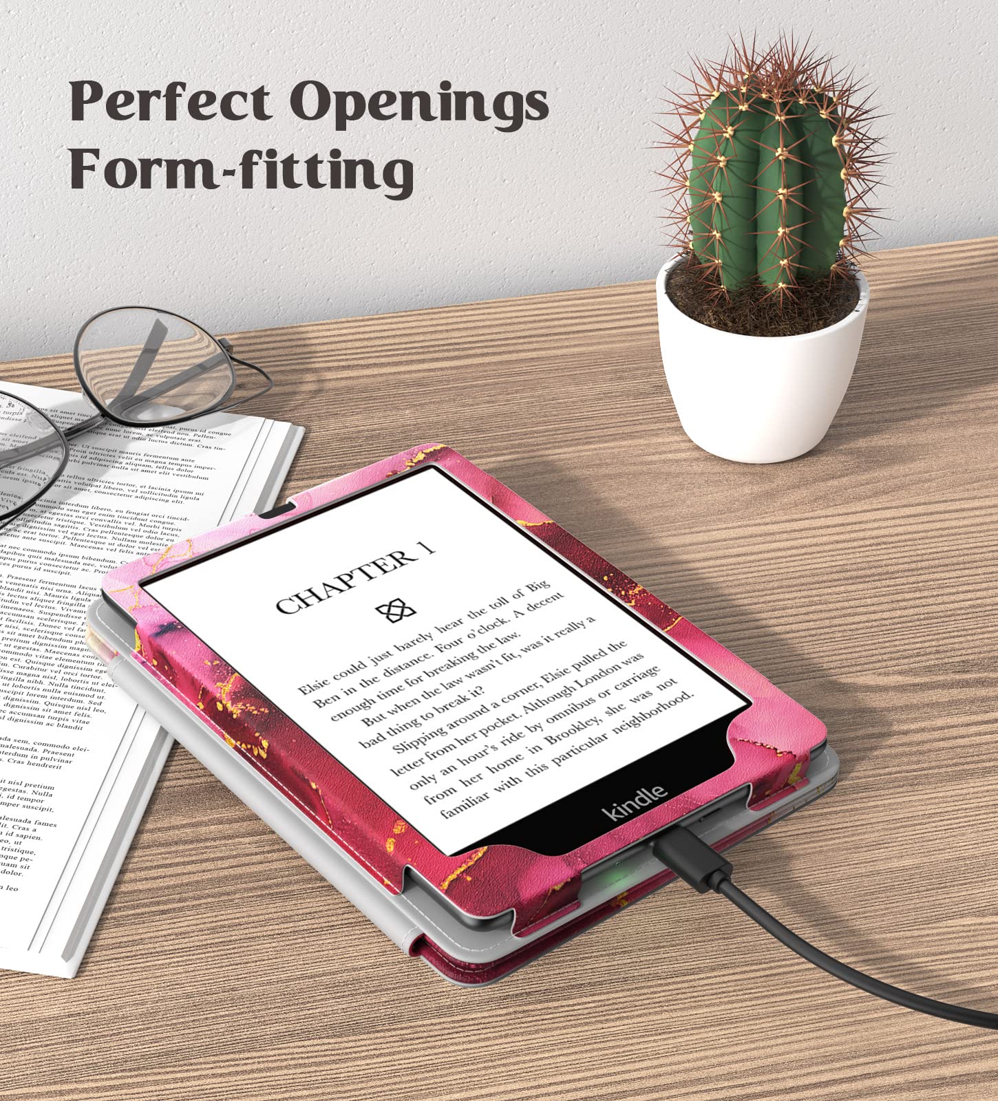 MoKo Slim PU Leather Case for Kindle Paperwhite (12th/11th Gen 2024/2021) & Kindle Colors - Auto Wake/Sleep Cover - Rose Purple - Perfect for Reading, Travel & Daily Protection