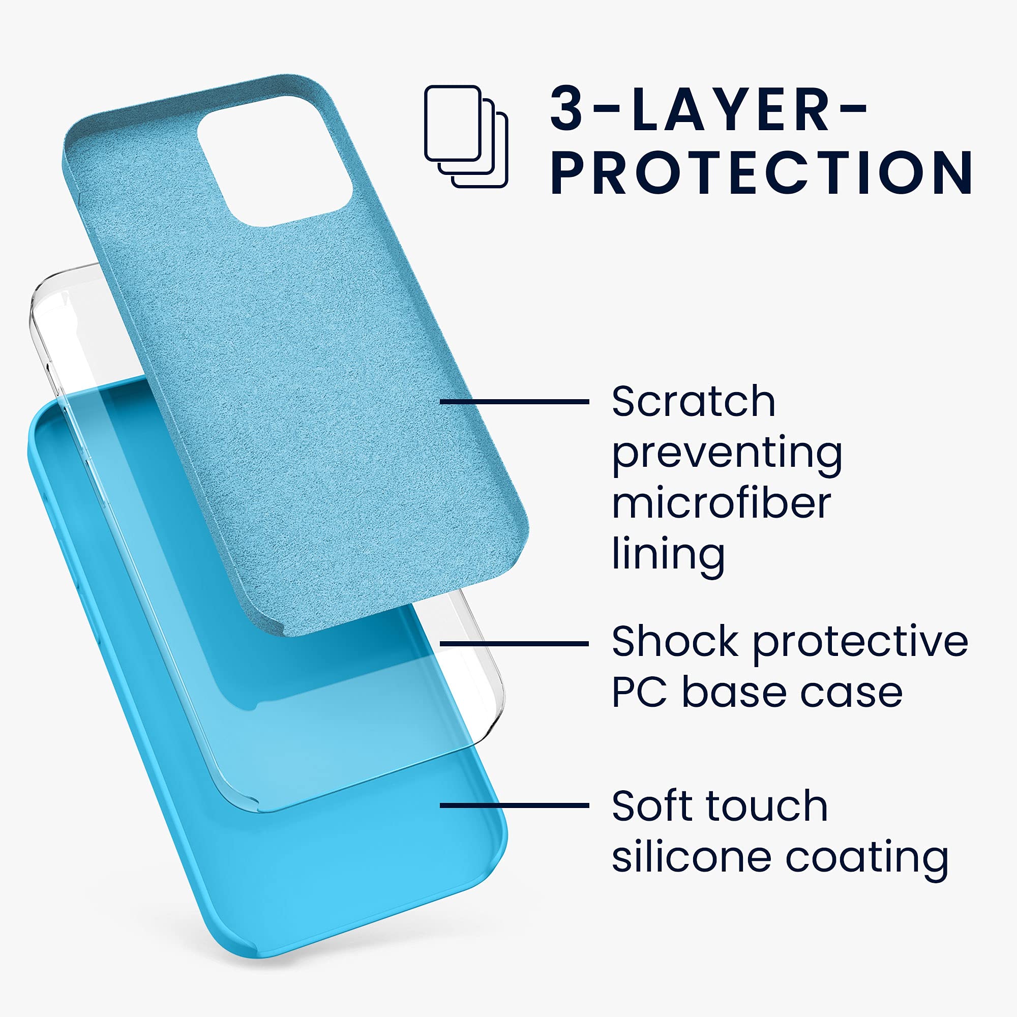 kwmobile Premium TPU Silicone Case for Apple iPhone 12 & iPhone 12 Pro - Shockproof Soft Finish Protective Cover in Cool Glacier Blue | Perfect for Everyday Use, Work & Outdoor Activities