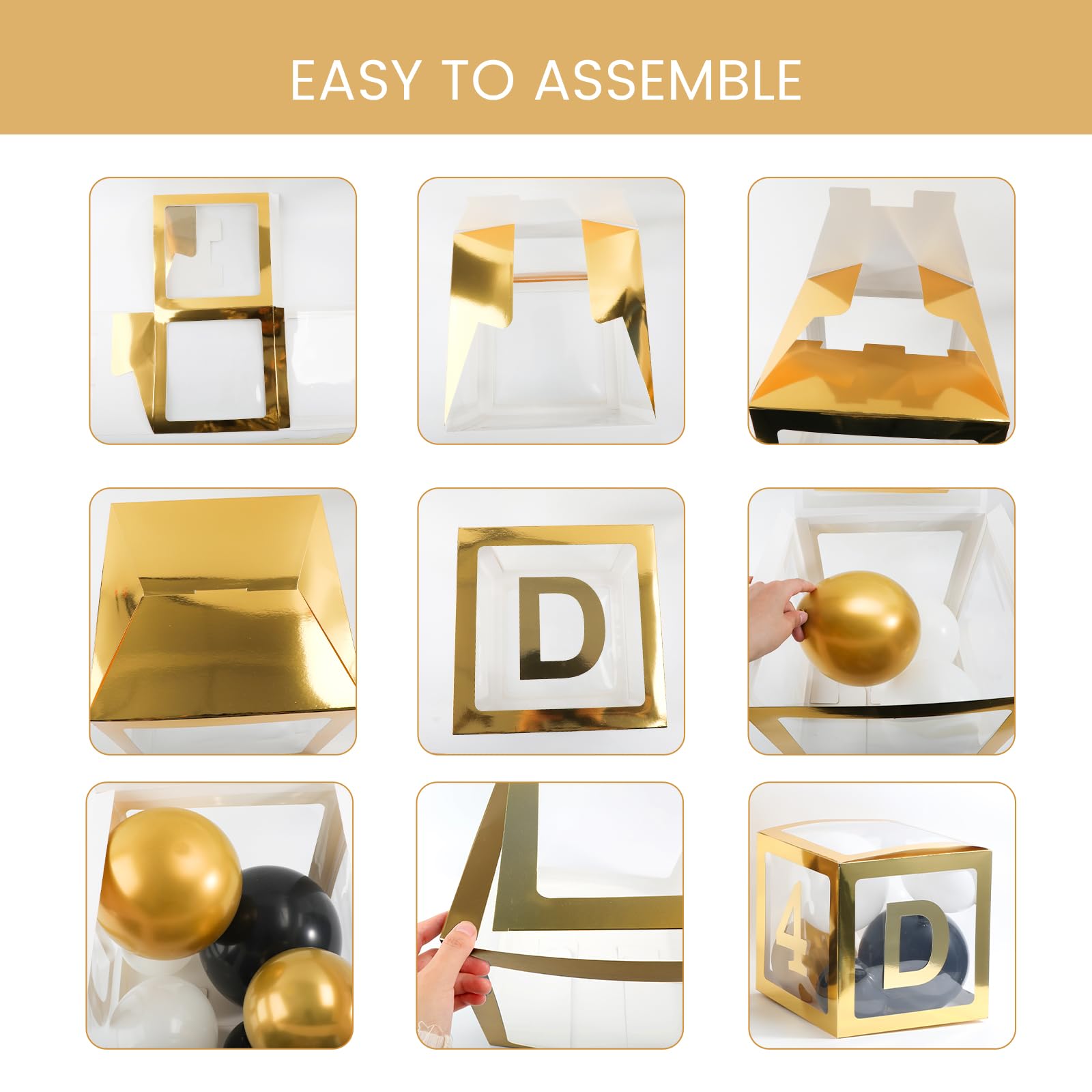 Fonder Mols 2025 Graduation Balloon Boxes - Gold Graduation Party Decorations for High School, College & Kindergarten - Class of 2025 Party Supplies (No Balloons Included) - Perfect for Graduation Ceremonies, Photo Backdrops & Celebration Decor