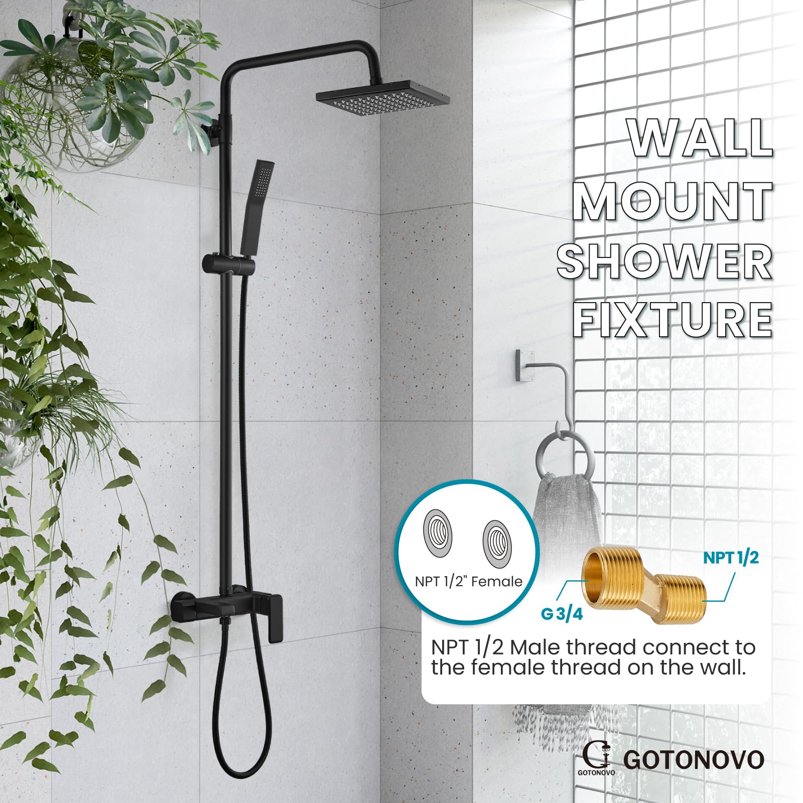 Matte Black Exposed Shower System Set - 8 Inch Rain Shower Head with Single Handle & Triple Function Tub Spout - Complete Bathroom Faucet Fixture Combo for Modern Home Renovation (Perfect for Master Bath, Guest Bath & Spa-Like Shower Experience)