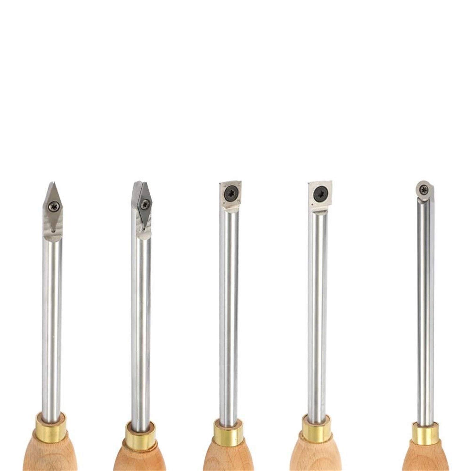 Premium Carbide Mini Turning Tool Set - High-Quality Alloy Steel Lathe Wood Turning Tools with Carbide Inserts & Wrench Cutter | Square Shank & Ergonomic Wood Handle for Woodworking | Perfect for DIY Projects, Furniture Making & Craftsmanship