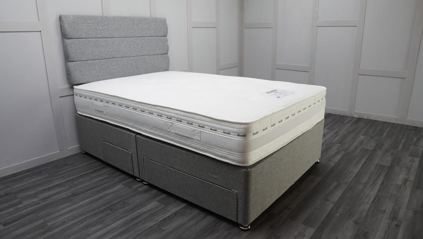 4 Drawer Padded Divan Bed Base with Storage - Queen Size Bed Frame for Small Spaces - Perfect for Apartments, Dorms & Guest Rooms