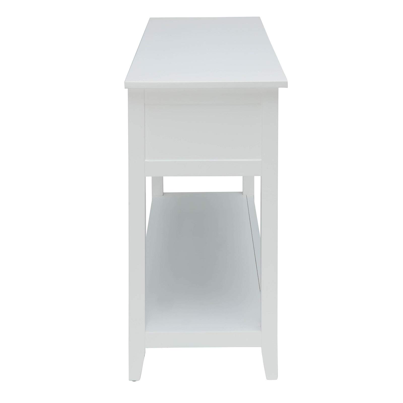 Modern White Console Table with 2 Woven Basket Drawers - Entryway, Living Room & Hallway Furniture for Home Decor
