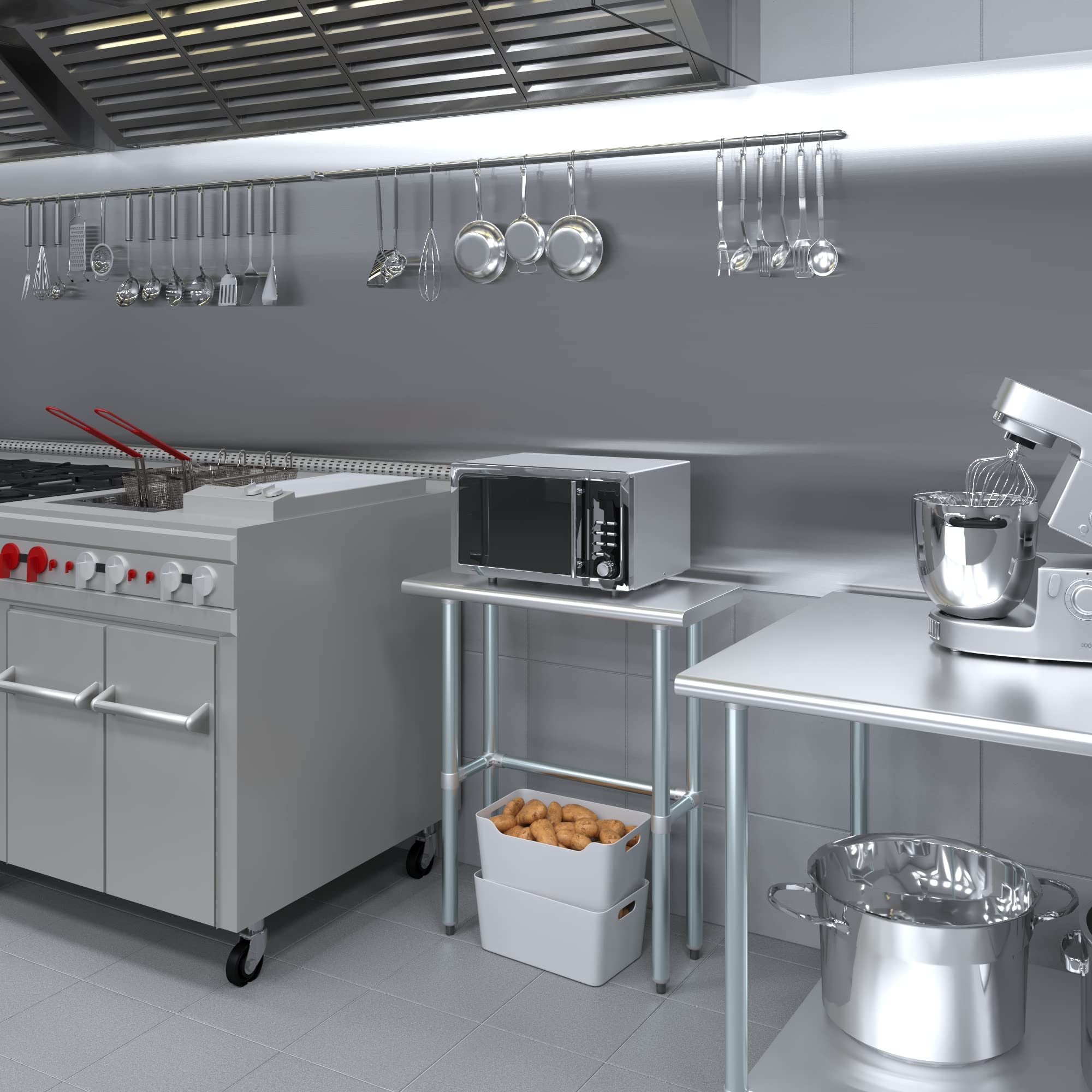 AmGood Stainless Steel Work Table with Open Base - 30