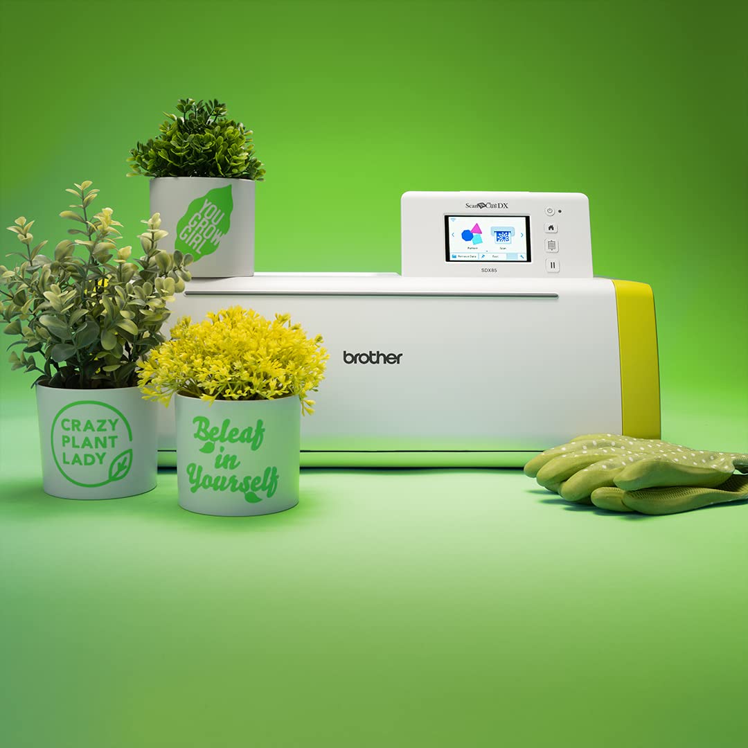 Brother ScanNCut SDX85 Electronic DIY Cutting Machine with Built-in Scanner - Create Vinyl Wall Art, Appliques, Homemade Cards & More | Includes 251 Pre-Designed Patterns (White/Green) | Perfect for Crafting, Scrapbooking & Home Decor Projects