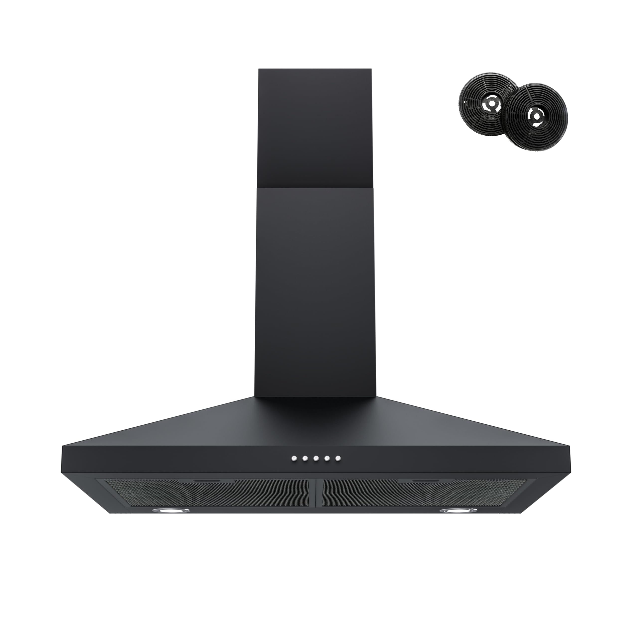 FIREGAS 30 Inch Black Stainless Steel Range Hood - 450 CFM Wall Mount Kitchen Vent with 3-Speed Exhaust Fan & LED Lights | Ducted/Ductless Convertible Design | Includes Charcoal Filters | Perfect for Modern Kitchens, Restaurants & Open-Concept Homes