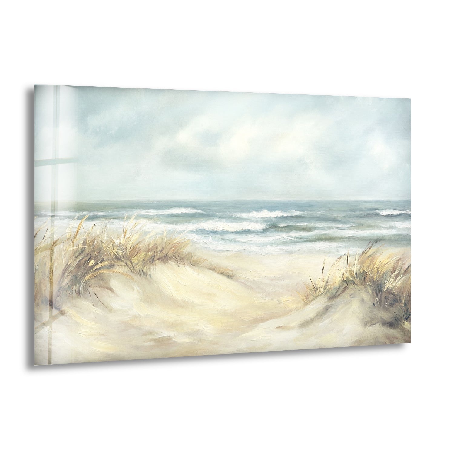 Coastal Breeze Serene Beachscape Glass Wall Art - Ocean Themed Home Decor for Living Room, Bedroom & Office