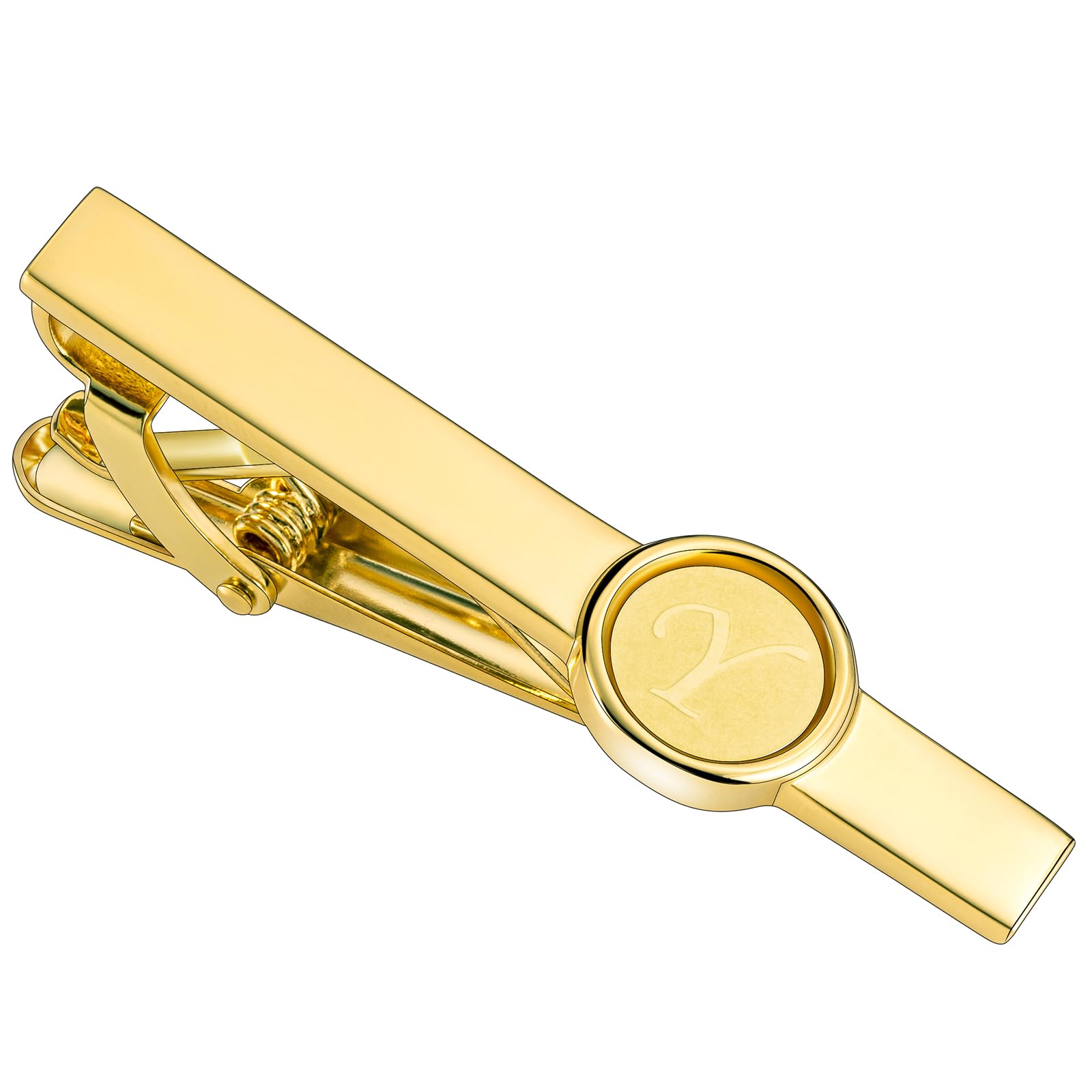 HAWSON 2 Inch Gold Engraved Letter Tie Clips & Cufflinks Set for Men - A-Z Monogram Formal Accessories for Business, Wedding & Special Occasions