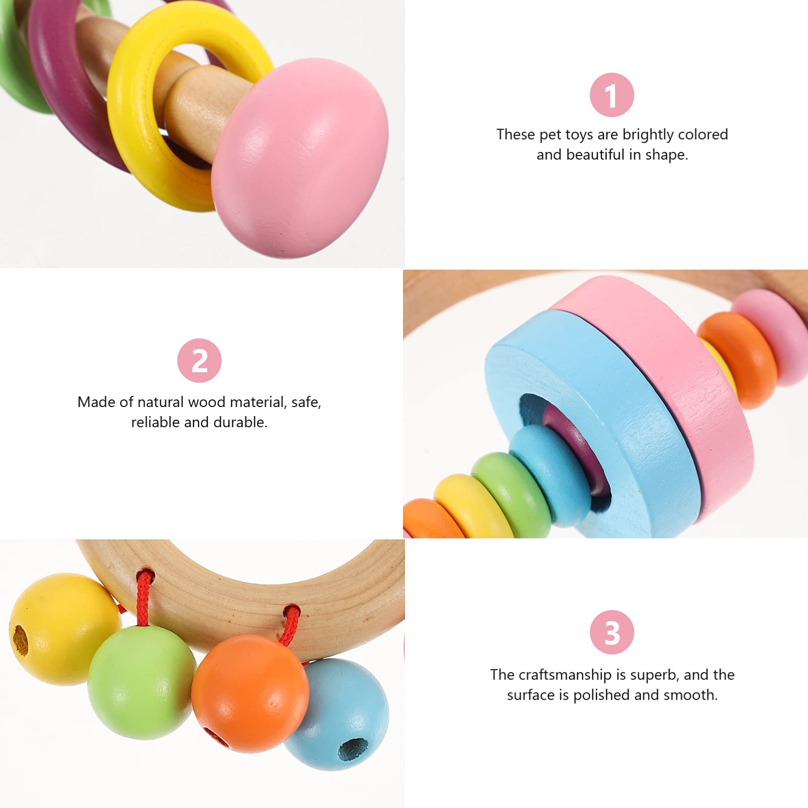 Balacoo 4-Piece Parrot Toy Set - Interactive Bird Chew Toys, Educational Dumbbell & Fun Biting Playthings for Parrots - Perfect Cage Accessories for Training & Enrichment (Great for Macaws, Cockatoos & Small Birds)