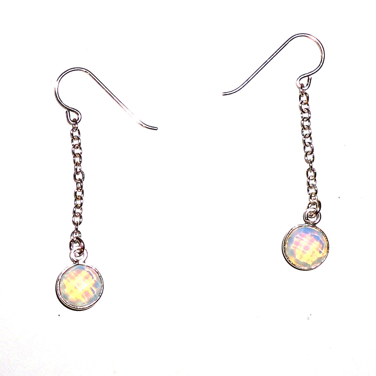 Moonstone Silver Earrings for Women - Faceted Dangle Drop Chain Jewelry - Perfect for Weddings, Parties & Everyday Wear