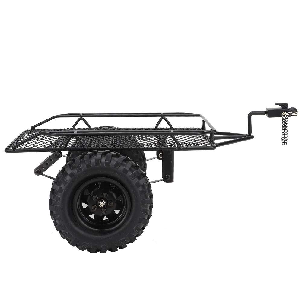 Tbest 1/10 Scale Metal RC Bucket Trailer - Realistic Crawler Accessory for D90 SCX10 CC01 Models - DIY Black Trailing Car for Off-Road Adventures & RC Enthusiasts
