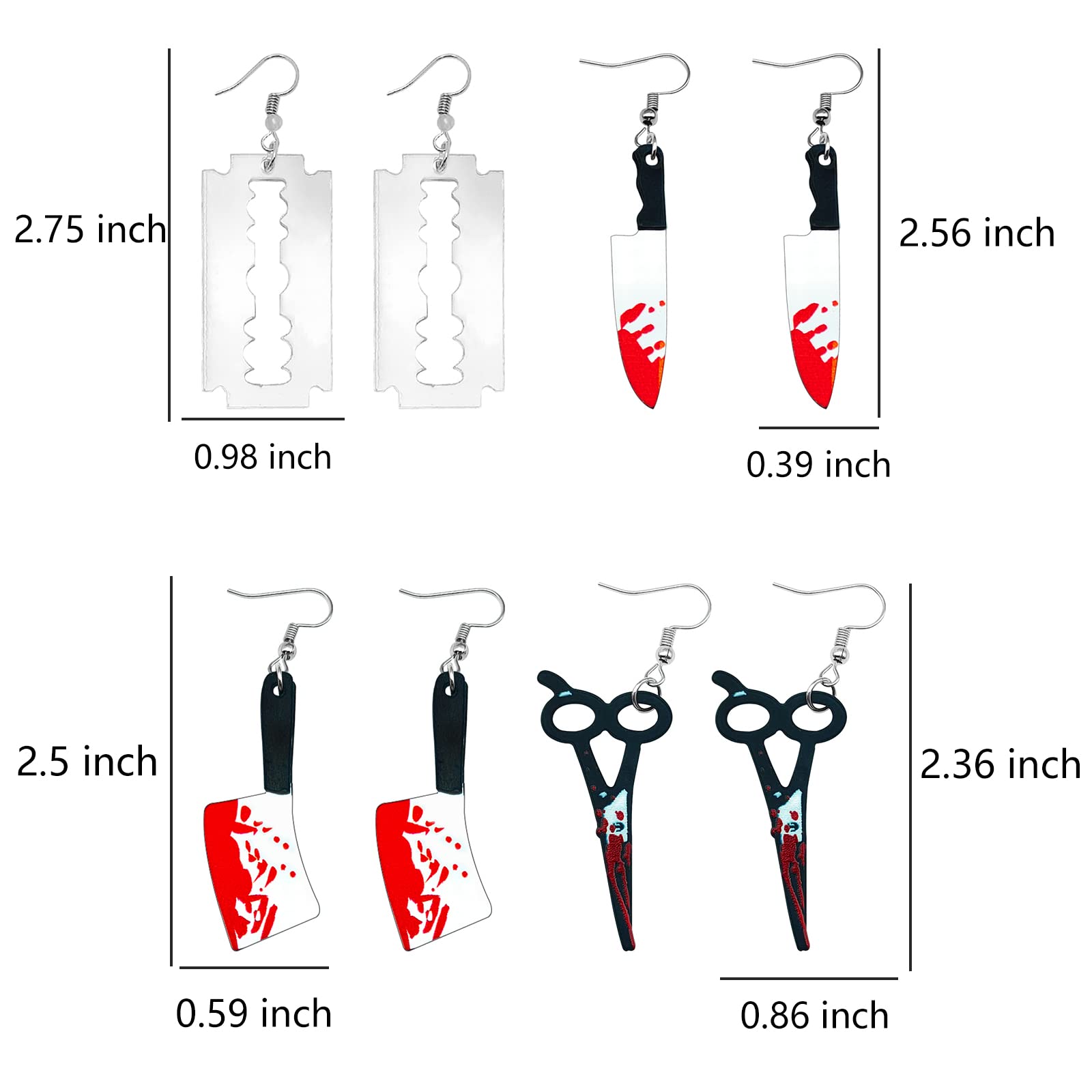 Gothic Dagger Drop Earrings for Women - Acrylic Knife Dangle Earrings - Halloween Party Jewelry - Perfect for Costumes, Cosplay & Gothic Fashion