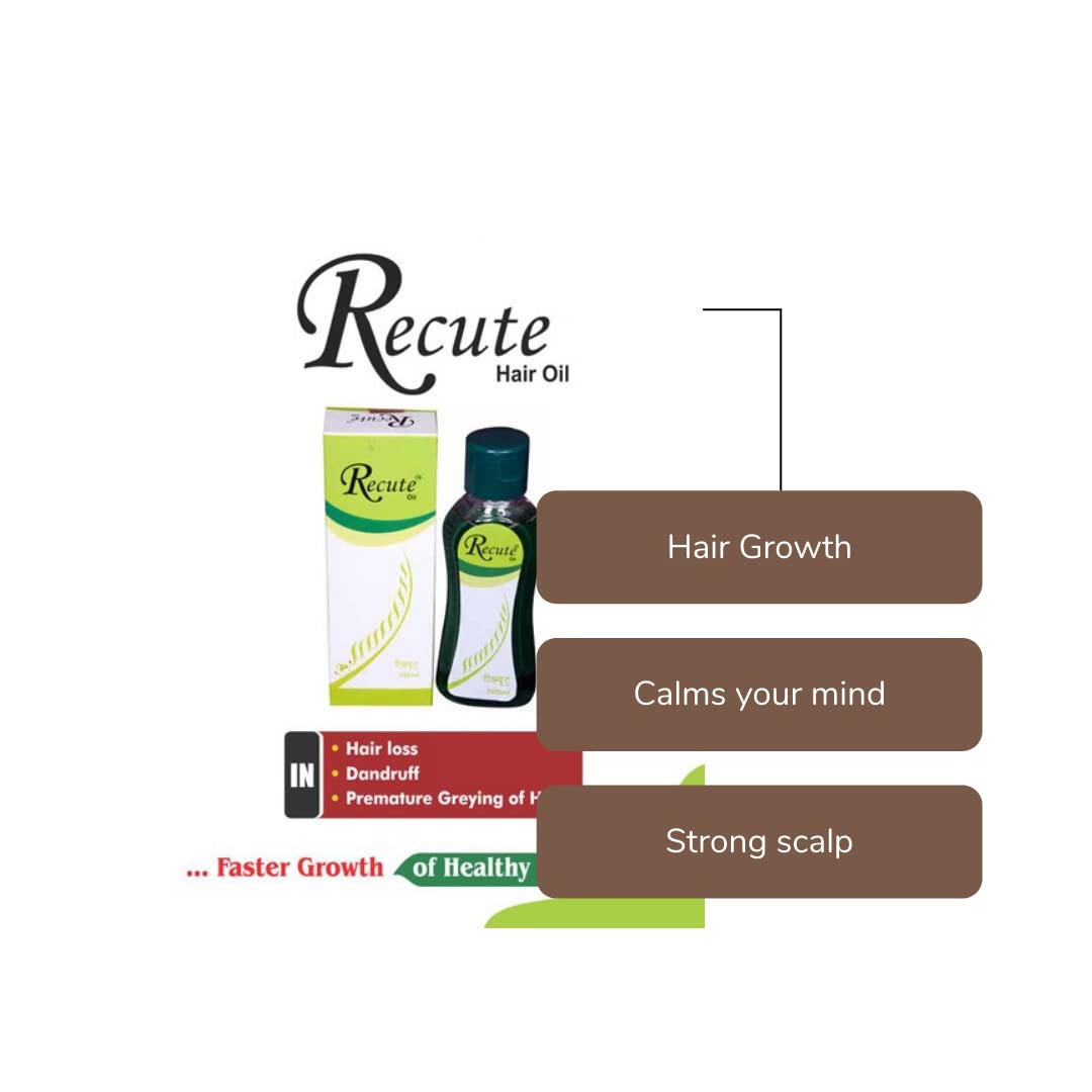 RXSHOPY RX SHOPY Recute Hair Oil 100ml - Natural Hair Growth Treatment for Thinning Hair & Scalp Care - Perfect for Daily Use at Home or Salon