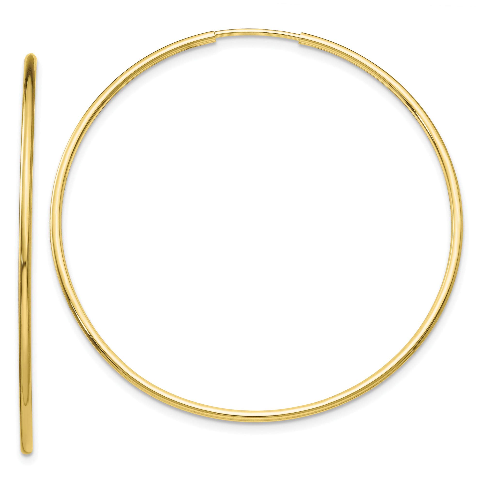 10K Yellow Gold Polished Endless Tube Hoop Earrings for Women - Elegant & Durable 10K Solid Gold Hoops for Everyday Wear, Gift Giving & Special Occasions