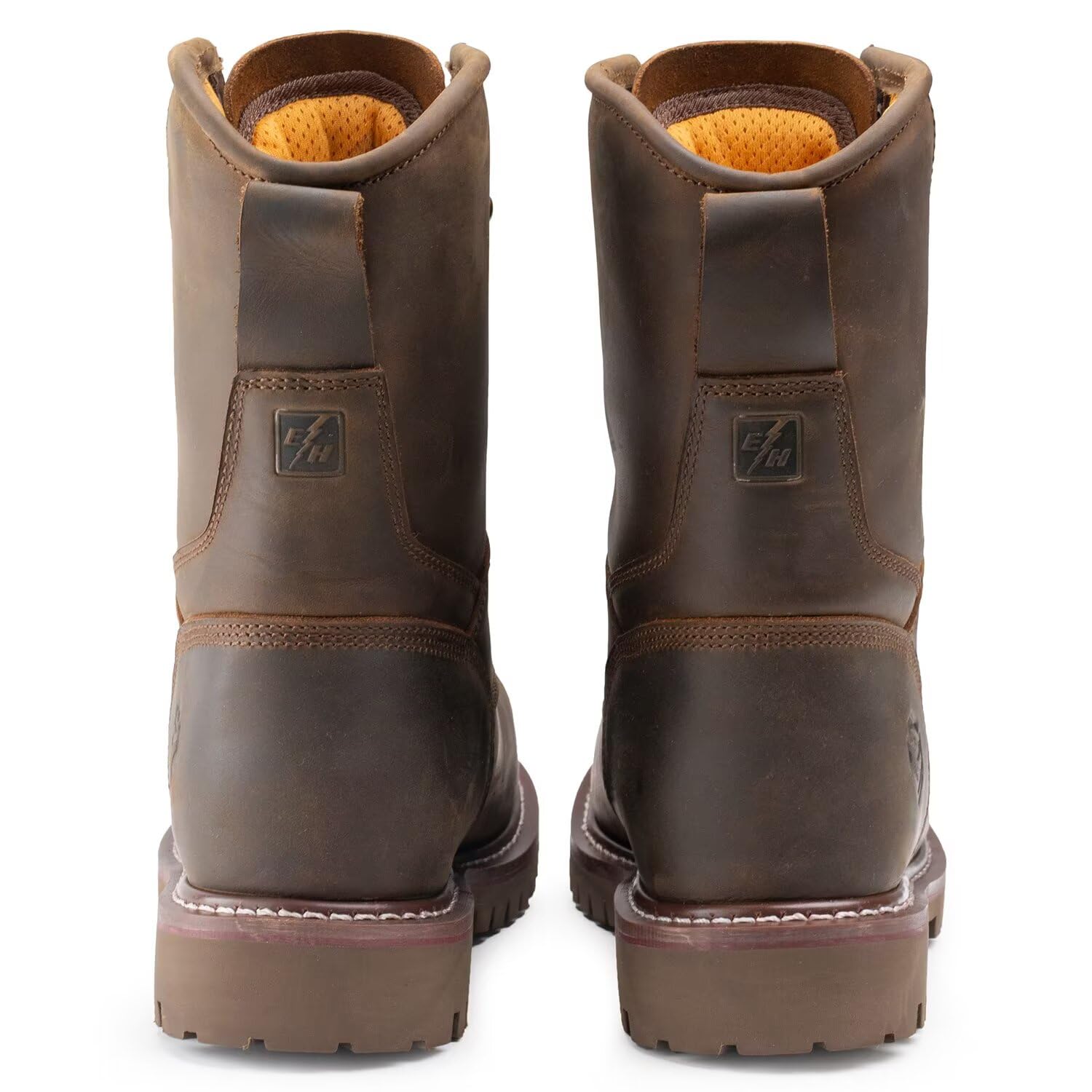 SUREWAY Men's 8 Inch Waterproof Steel Toe Work Boots - Oil & Slip Resistant, Thick Full Grain Leather, Wedge Rubber Sole, EH Rated - Ideal for Construction, Logging & Outdoor Work Safety