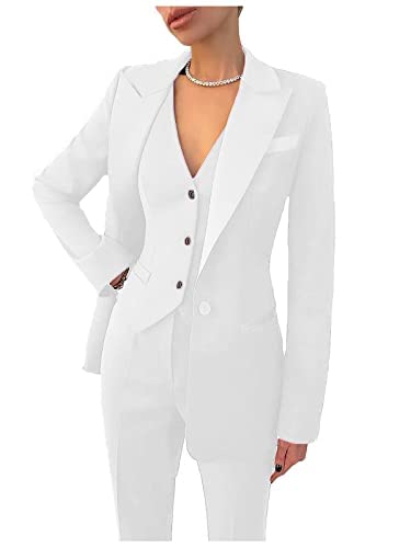 LOALO Women's 3-Piece Business Suit Set - Slim Fit Notch Lapel Blazer, Vest & Pants for Office & Professional Workwear | Perfect for Business Meetings, Interviews & Corporate Events