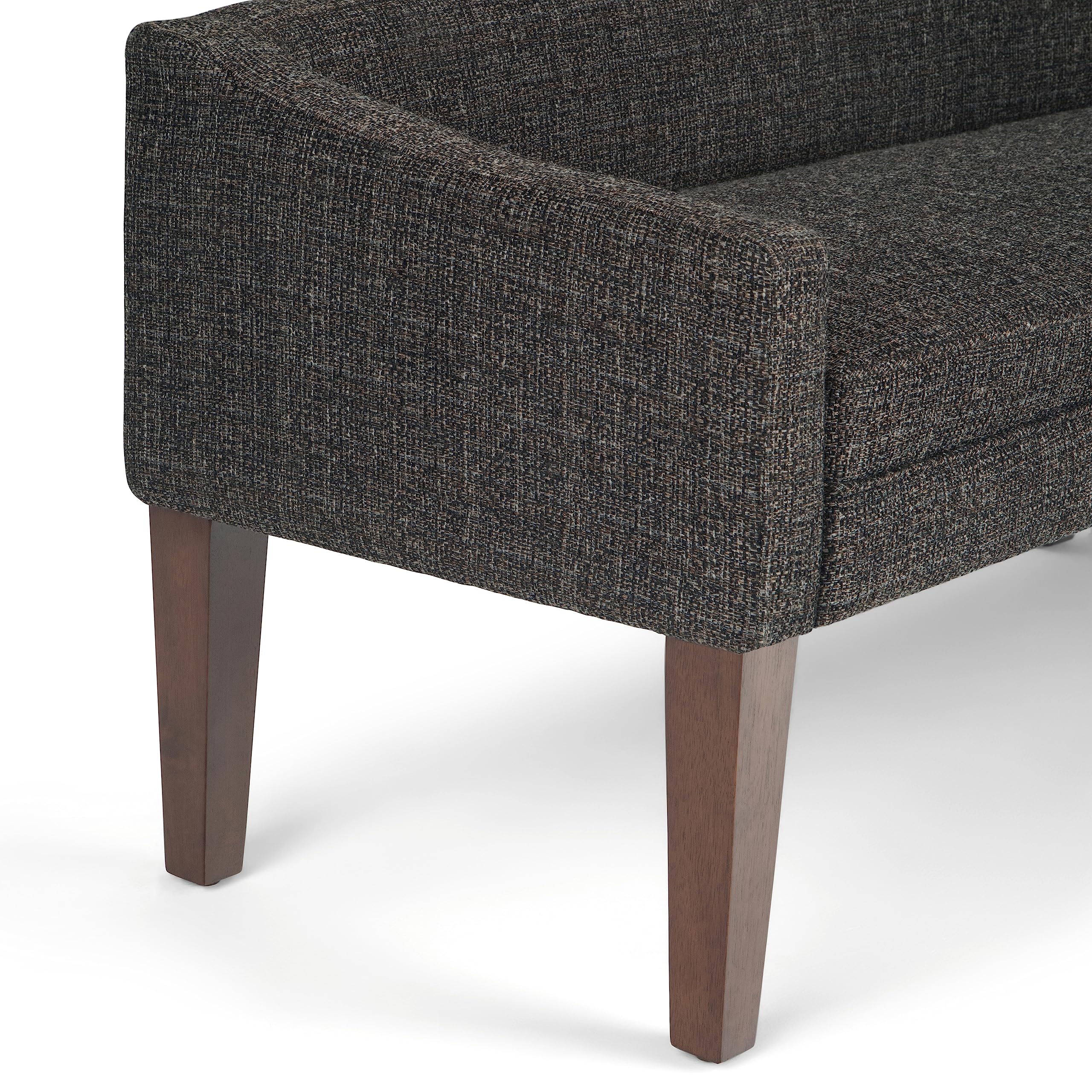SIMPLIHOME Parris 50-Inch Dark Grey Upholstered Bench with Wooden Legs - Perfect for Entryway, Bedroom, or Living Room Seating and Storage
