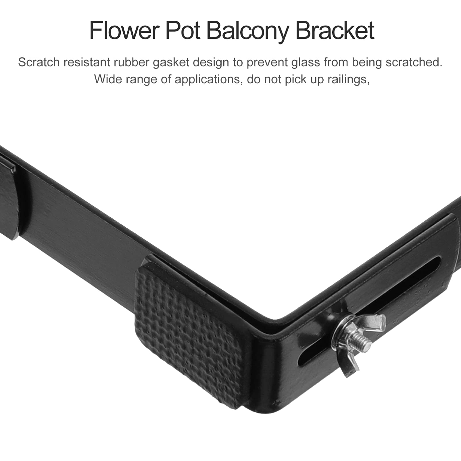 Adjustable Flower Stand Hanger - 1 Pair Iron Plant Brackets for Window, Deck & Wall - Black Flower Pot Shelf for Hanging Plants, Blinds & Home Decor (Ideal for Indoor/Outdoor Gardening & Space Saving)