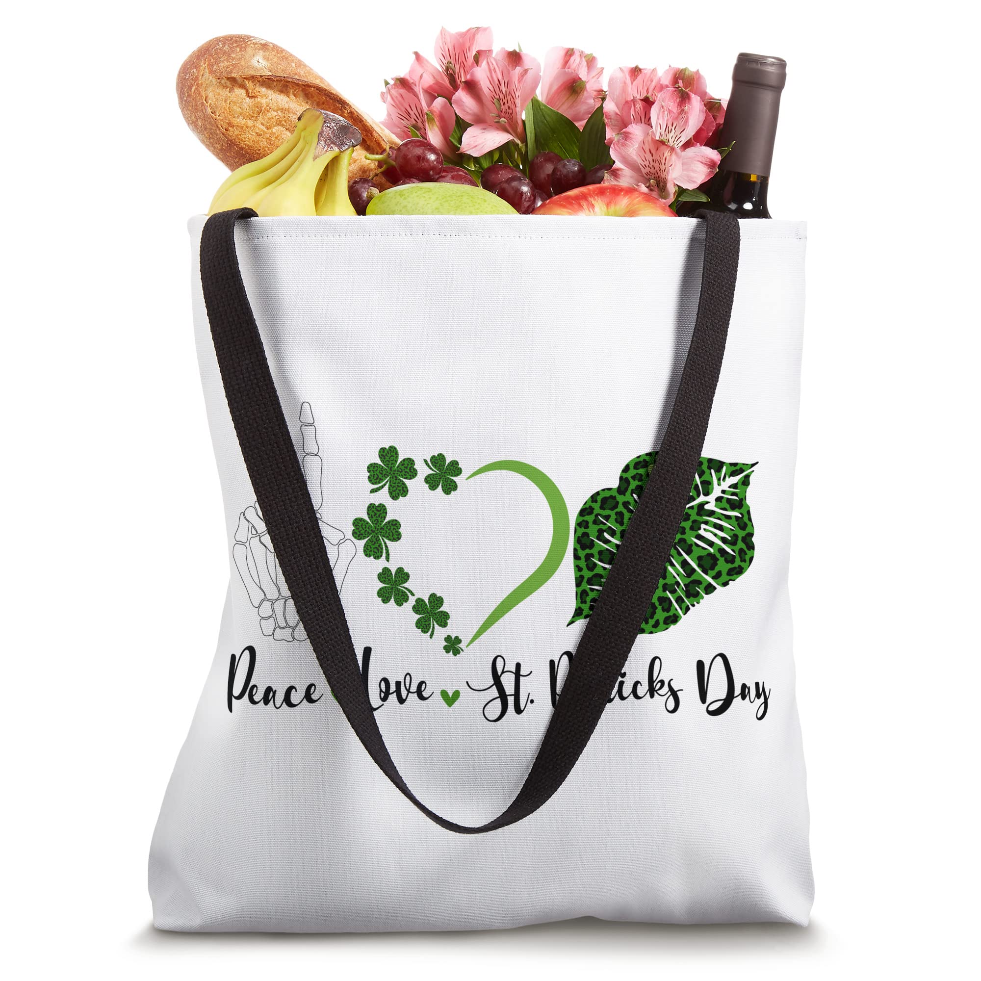 St. Patrick's Day Shamrock Peace Love T-Shirt & Tote Bag Set - Irish Pride Apparel for Parades, Parties & Festive Celebrations