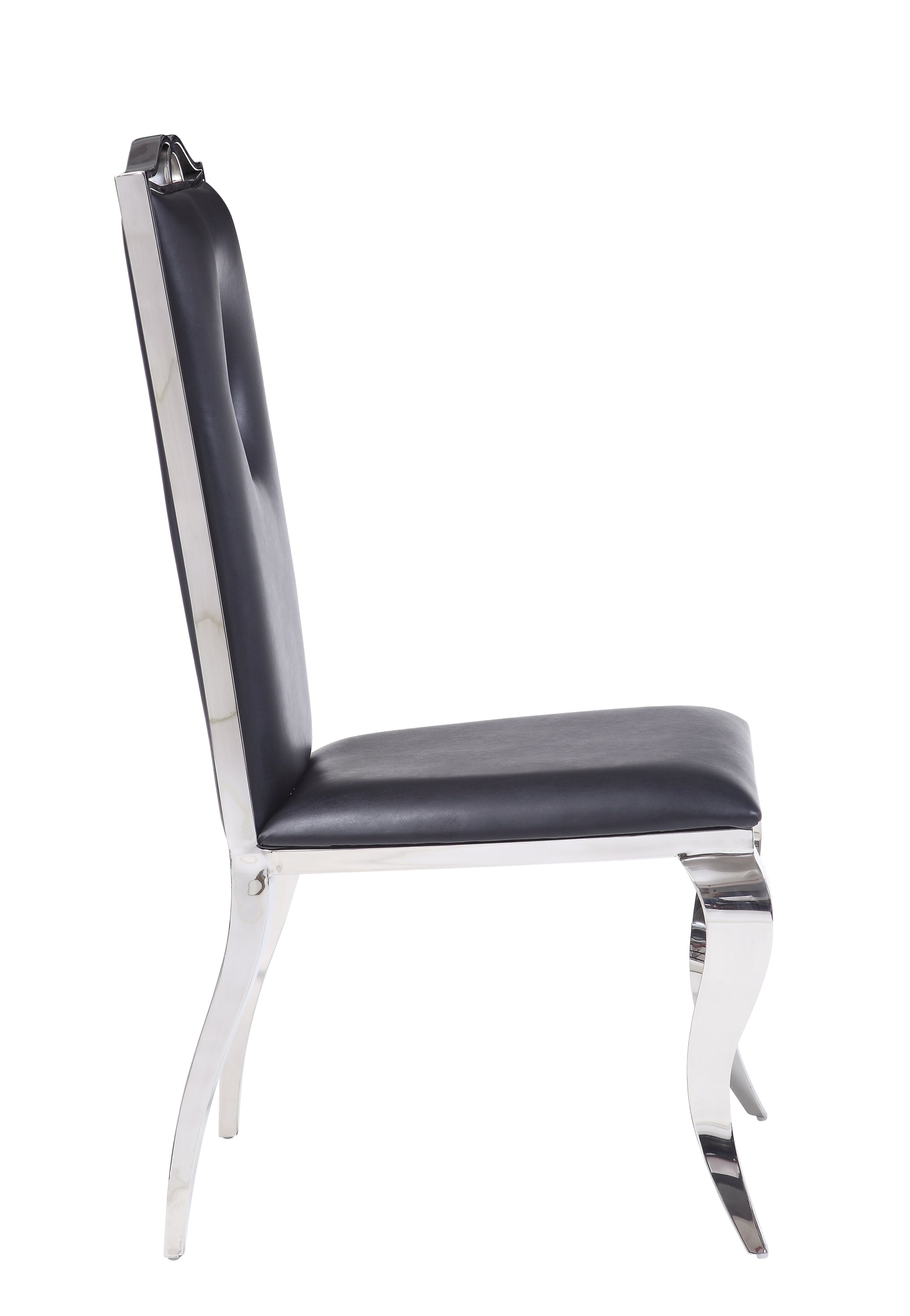 Modern Black & Stainless Steel Dining Chairs with Cutout Back Design - Set of 2 Contemporary Kitchen Chairs for Dining Room, Breakfast Nook or Office Workspace