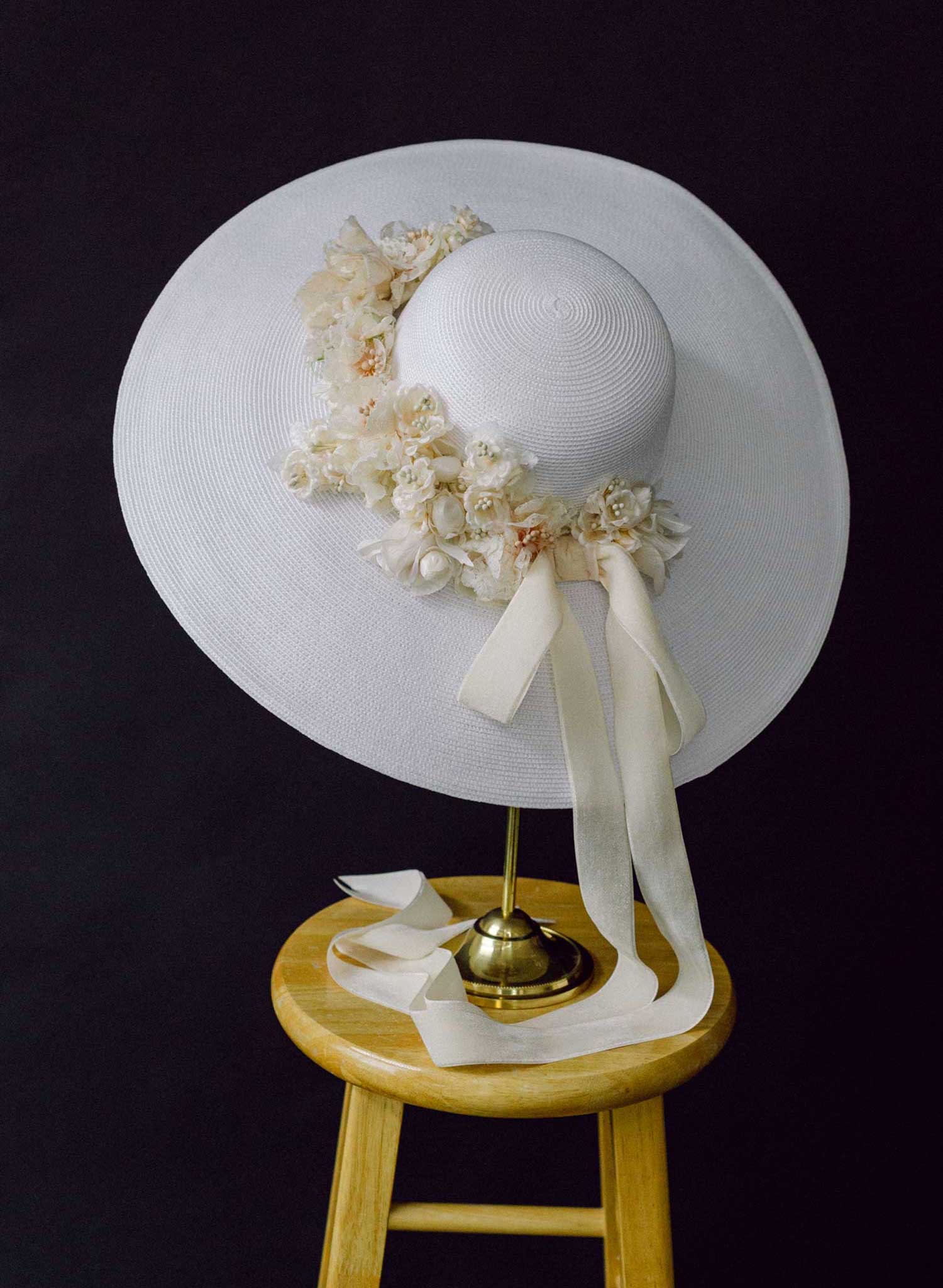 Elegant Floral Bridal Hat for Wedding - Style #2457 | Perfect for Bridal Showers, Garden Weddings & Boho Chic Looks