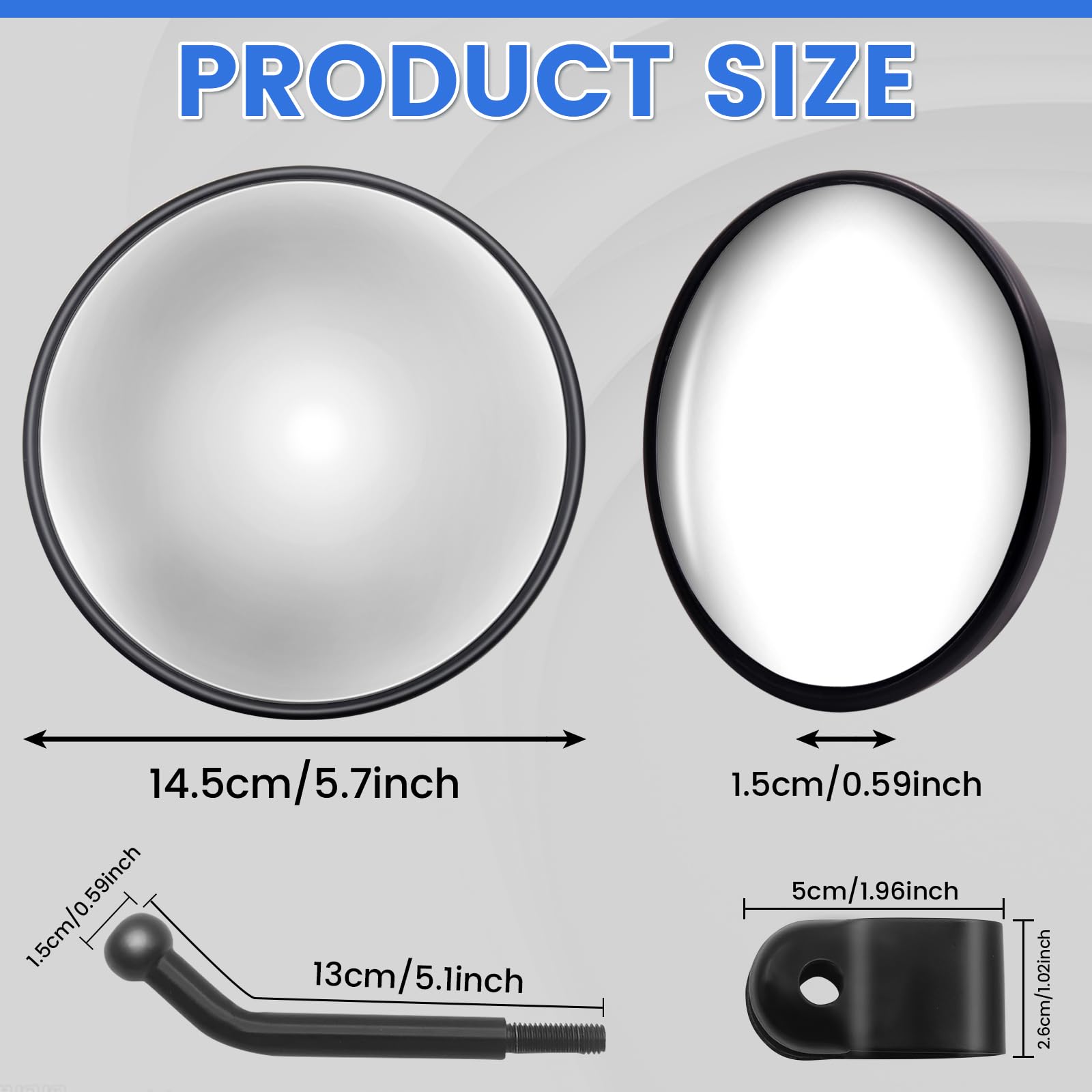 360° Adjustable Universal Convex Mirror for Trucks - Wide Angle Spot Mirror with Round Design (2 Pack) - Perfect for Blind Spot Monitoring & Parking Assistance