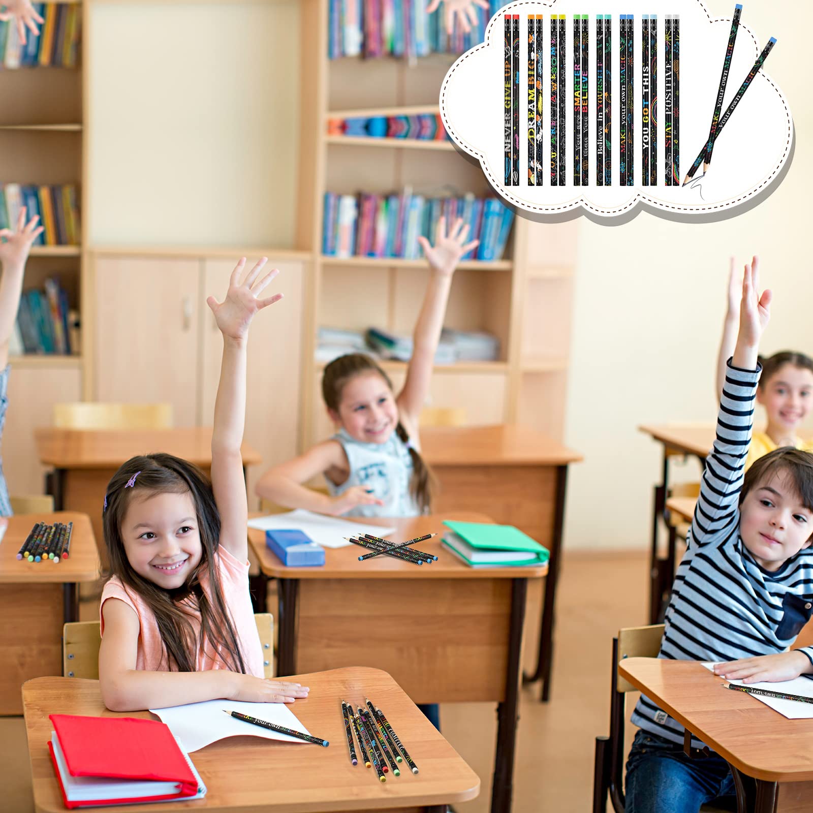 240 Pack Inspirational Motivational Pencils with Erasers - Colorful Wooden Pencils with Uplifting Quotes for Students, Teachers & Classroom Supplies - Perfect for Back to School, Study Motivation & Positive Learning Environment