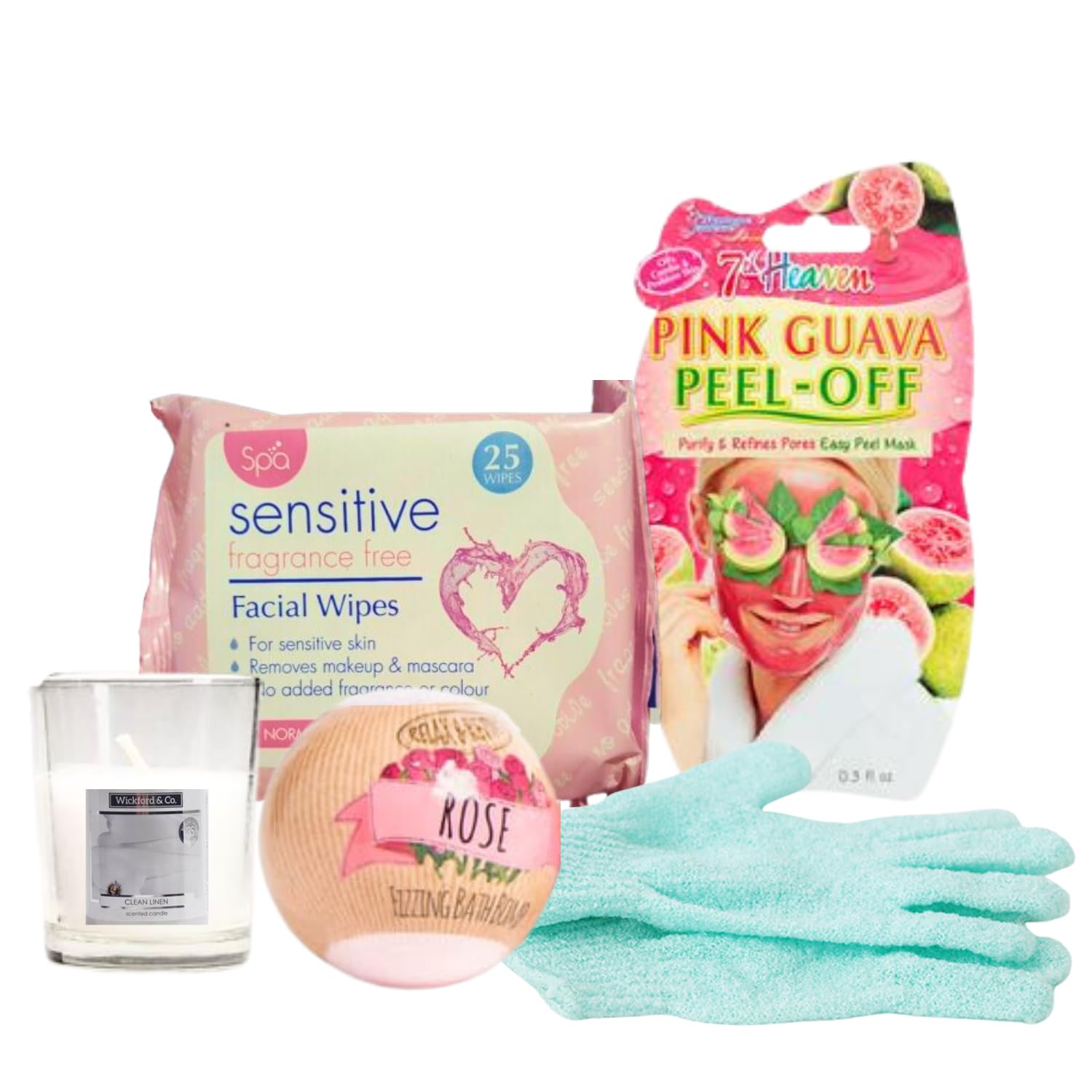 Luxury Mother's Day Gift Set for Women & Daughters - Spa Bath Hamper with Exfoliating Gloves, Rose Bath Bomb, Scented Candle, Facial Wipes & Peel-off Mask | Perfect Relaxation & Self-Care Gift for Her | Ideal for Birthdays, Anniversaries & Pampering Moments