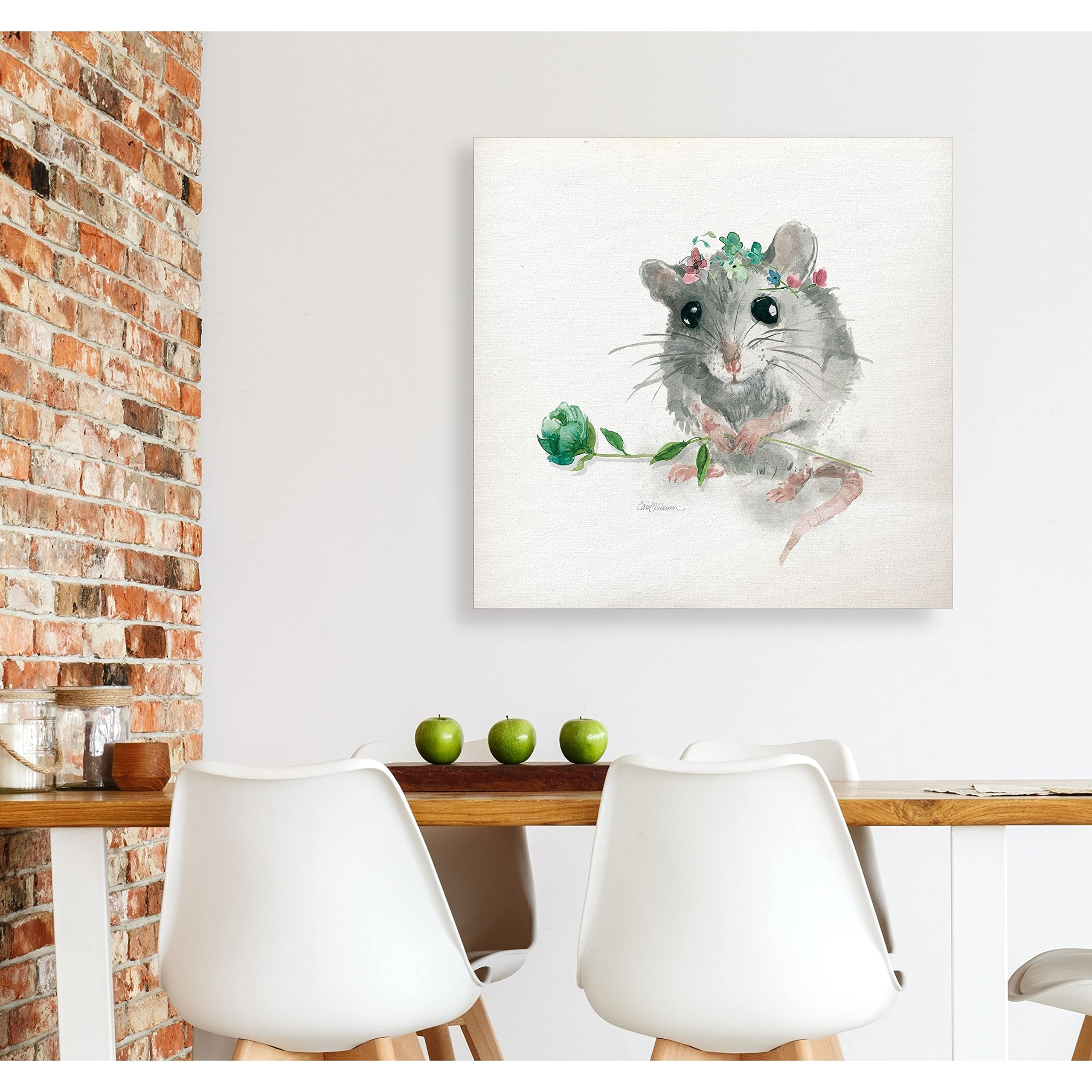 Wexford Home Garden Critter Mouse Gallery Wrapped Canvas Wall Art - Hand-Painted Animal Decor for Living Room, Bedroom & Nursery - Perfect for Home, Office & Gift Giving