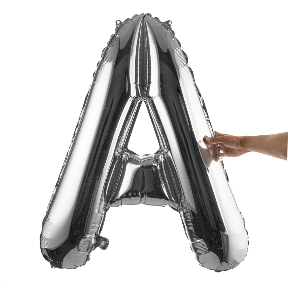Balloonify Silver Mylar Letter A Balloon - 40 Inch Large Foil Alphabet Balloon for Birthday Party Decorations, Wedding, Baby Shower & Graduation Events - 1 Count Box