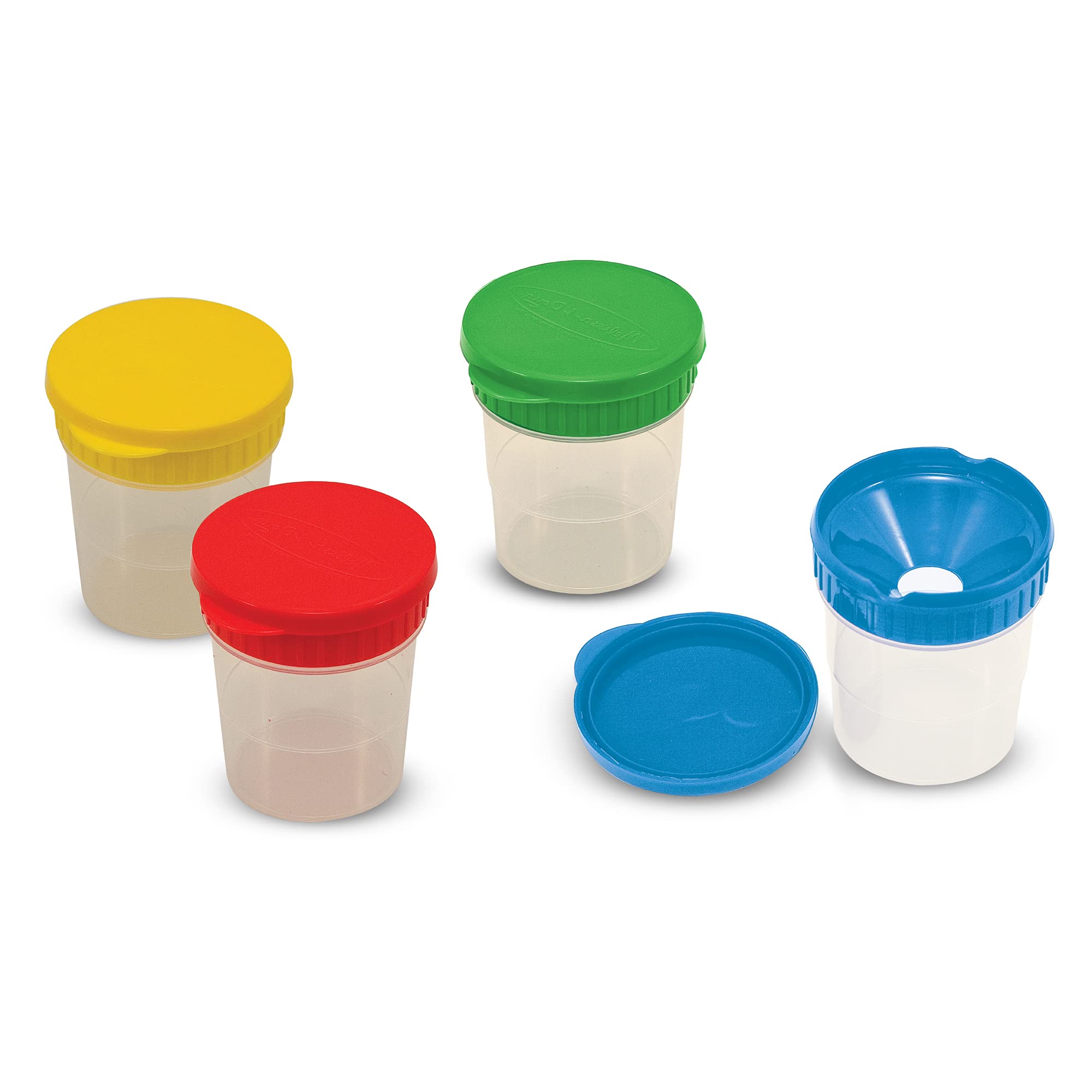 Melissa & Doug No-Spill Paint Cups - 4 Pack with Airtight Snap Lids, Reusable & Kid-Safe Art Supply Storage Containers for Kids Painting, Classroom & DIY Crafts