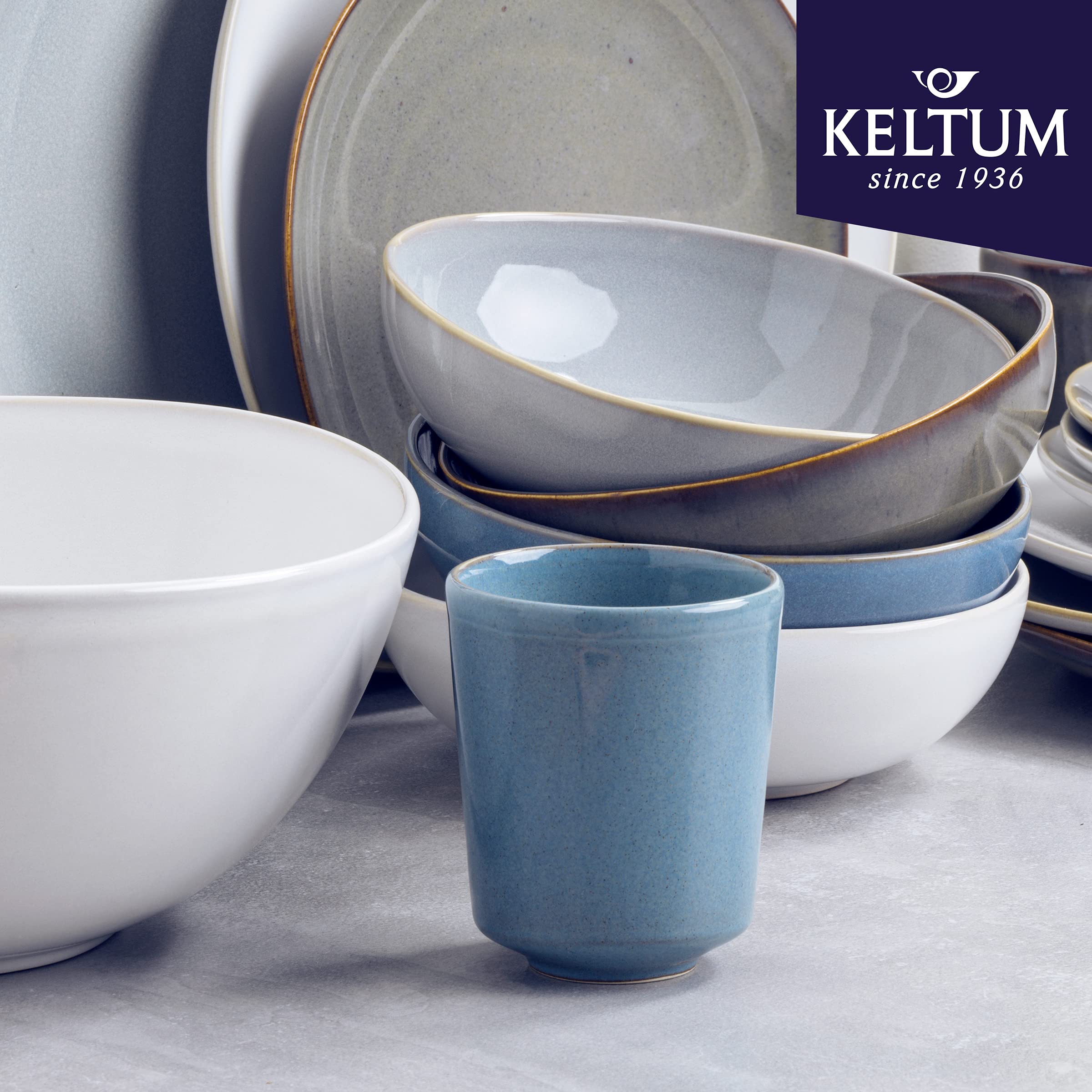 Premium Smokey Blue Glazed Stoneware Coffee Mugs - Set of 2 (8.5 oz Each) - Perfect for Hot Tea, Coffee & Home Decor - Durable Ceramic Cups for Kitchen, Office & Gifts