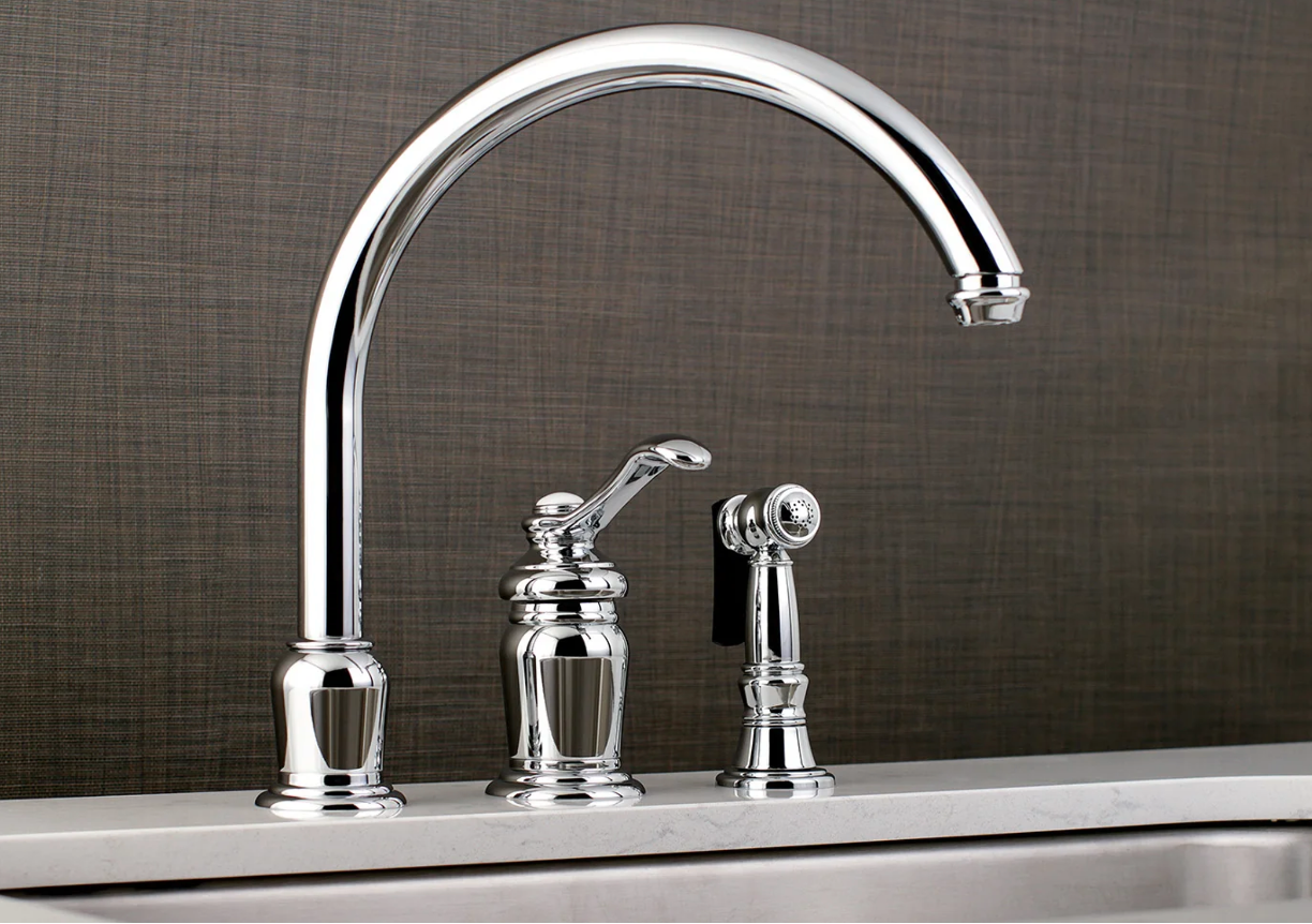 Single Handle 3 Hole Deck Mount Widespread Kitchen Faucet with Pull Down Sprayer - Perfect for Modern Kitchens, Dishwashing & Food Prep