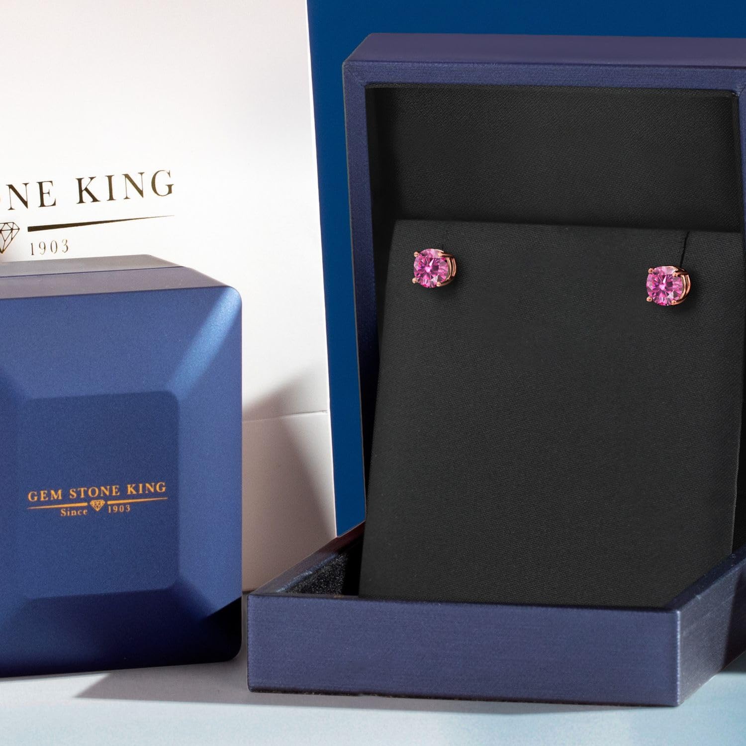 18K Rose Gold Plated Silver 6MM Round Gemstone Birthstone Stud Earrings for Women & Men | Personalized Zodiac Jewelry Gift for Birthday, Anniversary & Special Occasions
