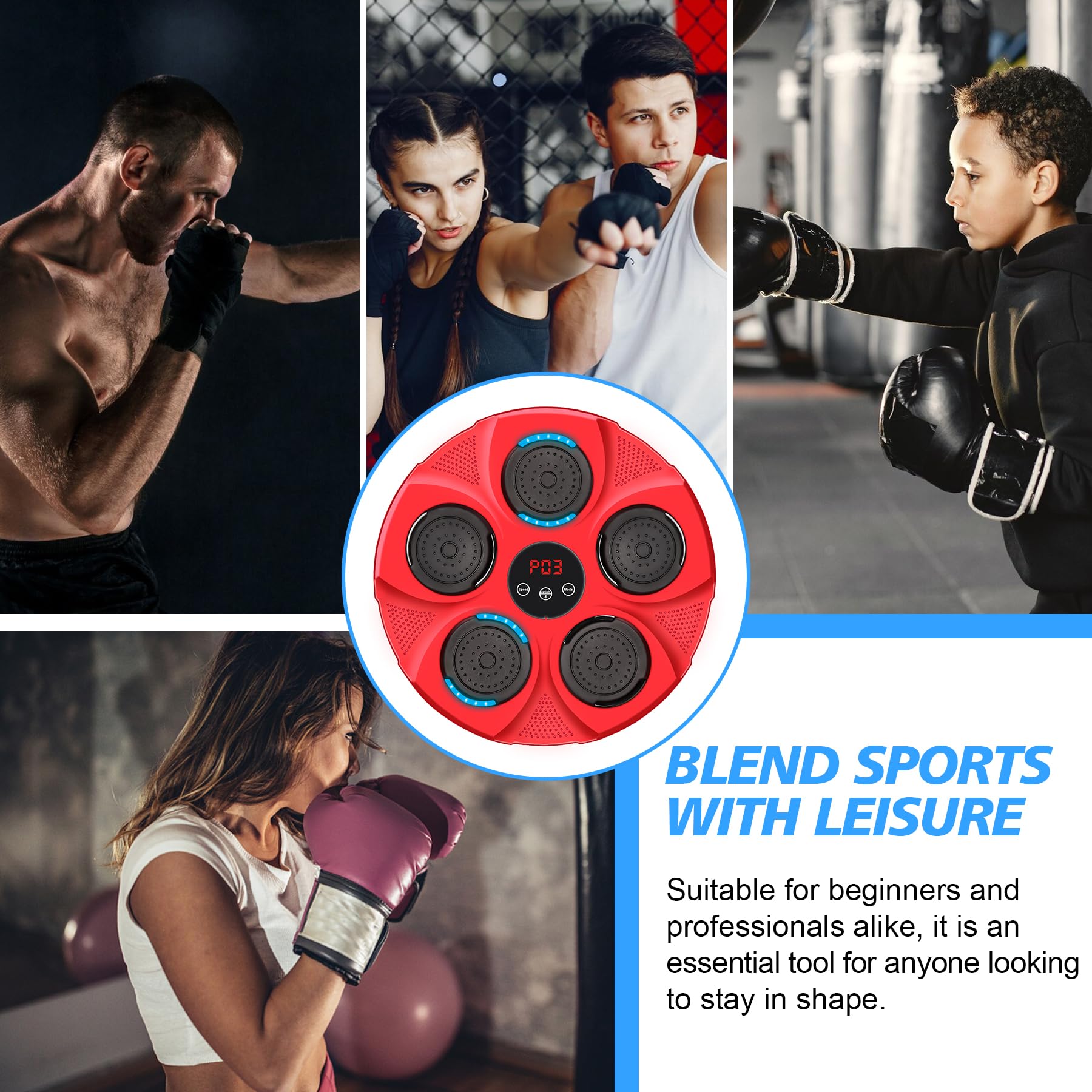 GOENITZ Music Boxing Machine - Portable Punching Bag with Bluetooth Speaker for Home & Gym Workouts - Perfect for Stress Relief, Fitness Training & Boxing Practice