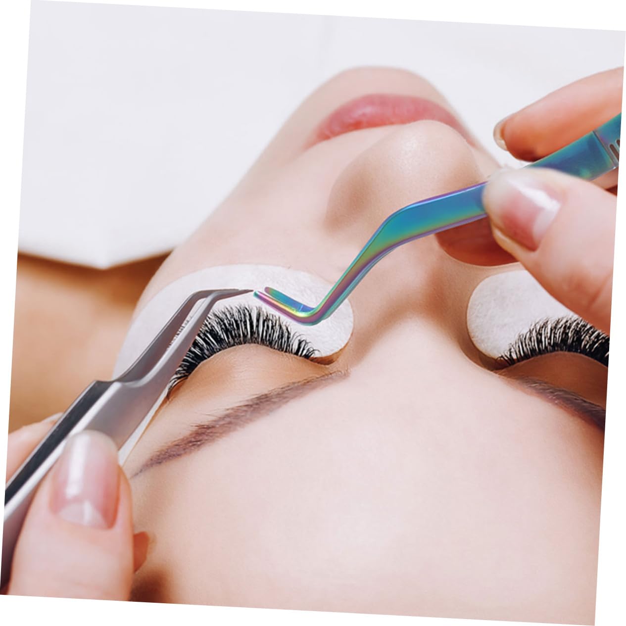 2pcs Stainless Steel Eyelash Tweezers with Comb - Precision Lash Applicator & Eyebrow Tool for Women & Men - Perfect for Eyelash Extensions, Salon Use & DIY Beauty Care at Home