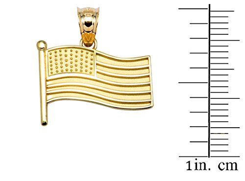 10K Yellow Gold USA Flag Pendant Necklace for Patriotic Gifts
