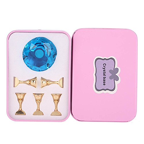 Magnetic Nail Tip Stand - Crystal Alloy Holder for Nail Art Practice & Display (Blue)