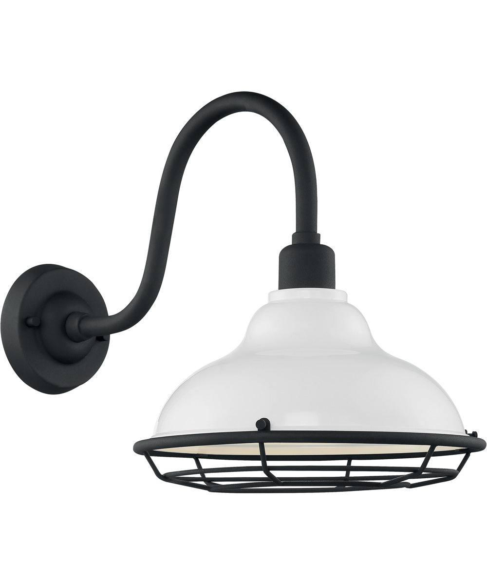 14H Newbridge 1 Light Outdoor Wall Sconce - Gloss White & Textured Black Finish - Weatherproof Exterior Lighting for Porch, Patio, and Garden