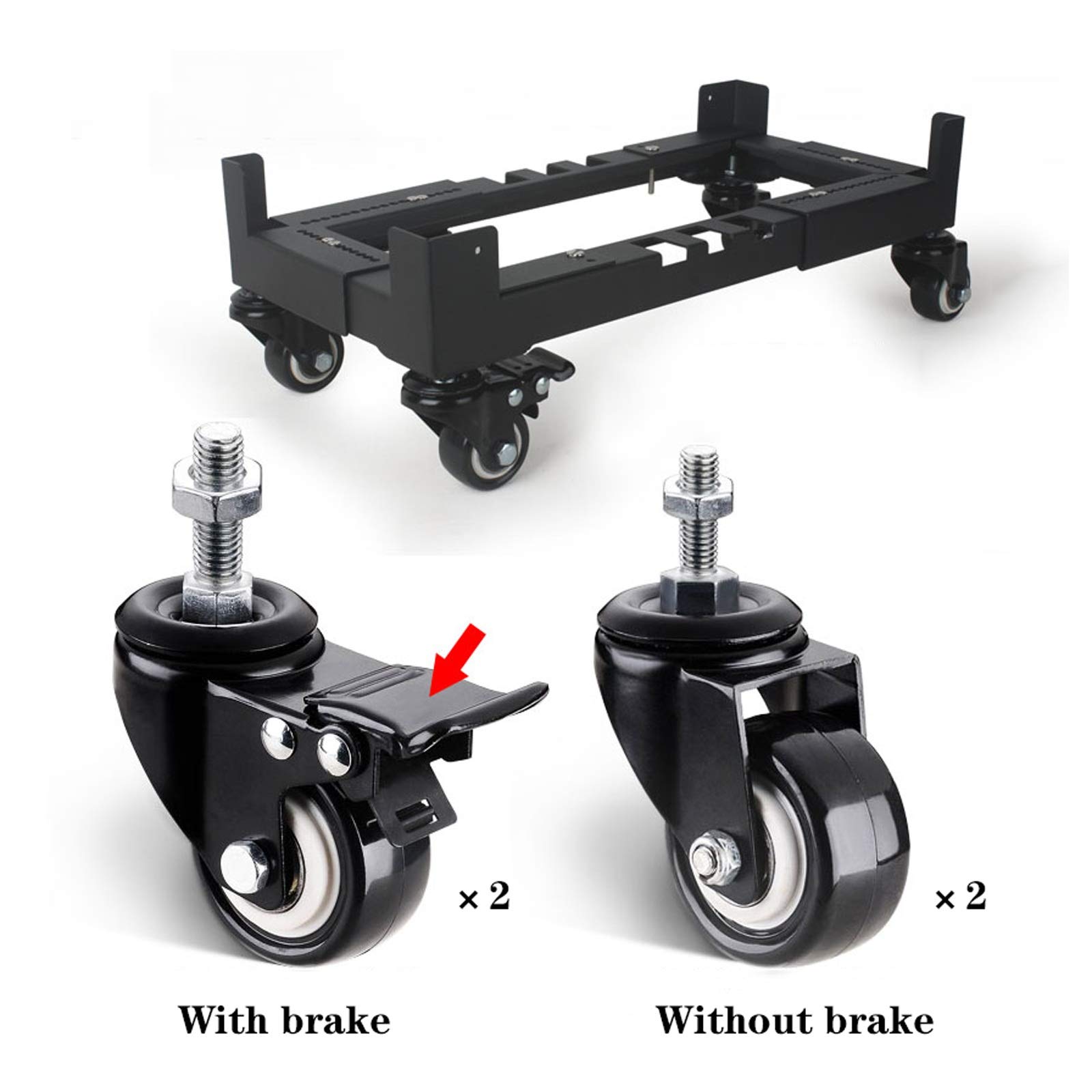TOMYEUS Adjustable Metal CPU Stand with Locking Casters - Black Computer Tower Holder for Desktop PC Case (Medium Size) | Perfect for Office, Gaming Setup & Home Workspace Organization