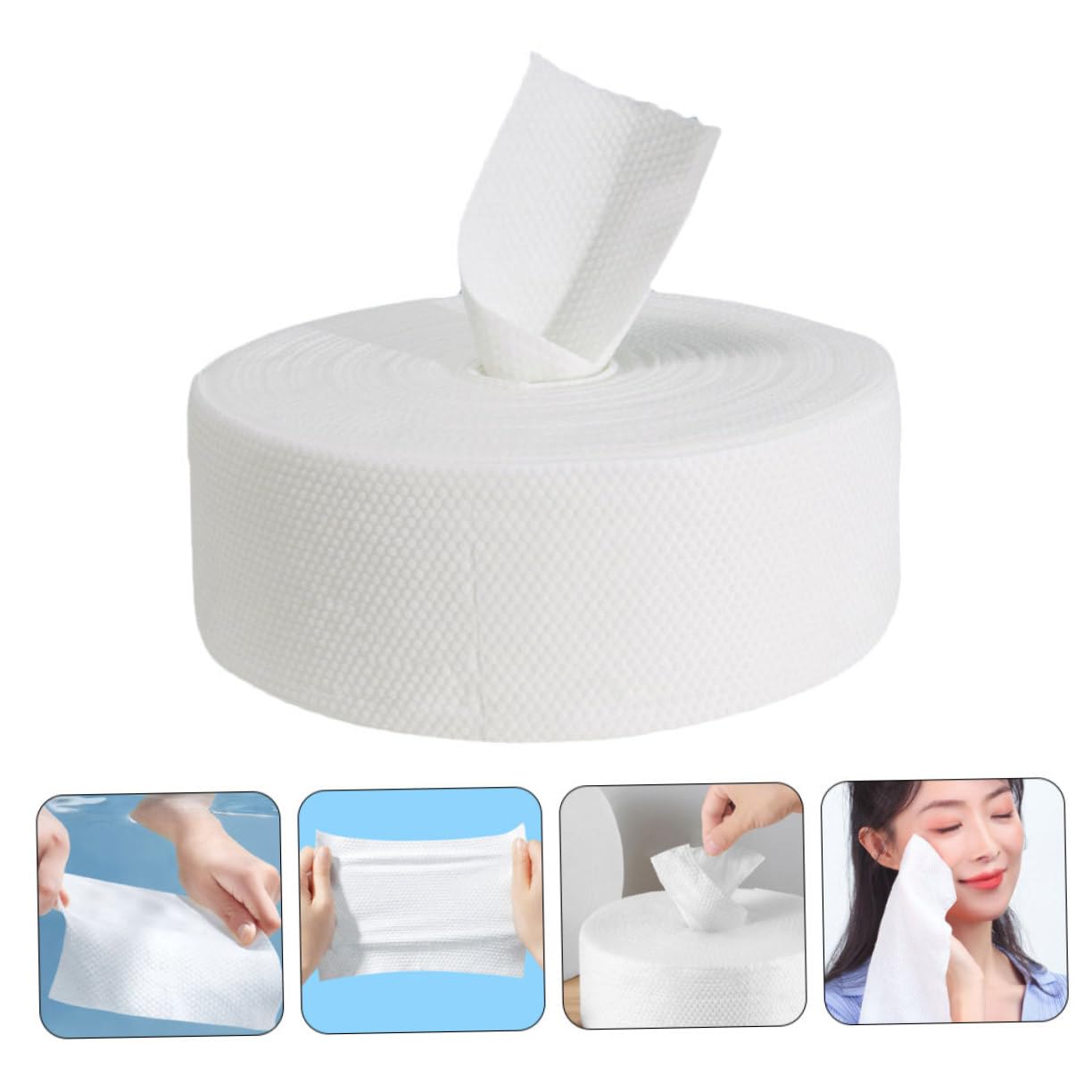 1 Roll Pure Cotton Face Towel for Makeup Removal | Soft Thickening Facial Washcloth | Gentle Makeup Remover Wipes | Perfect for Daily Skincare, Travel & Spa Use