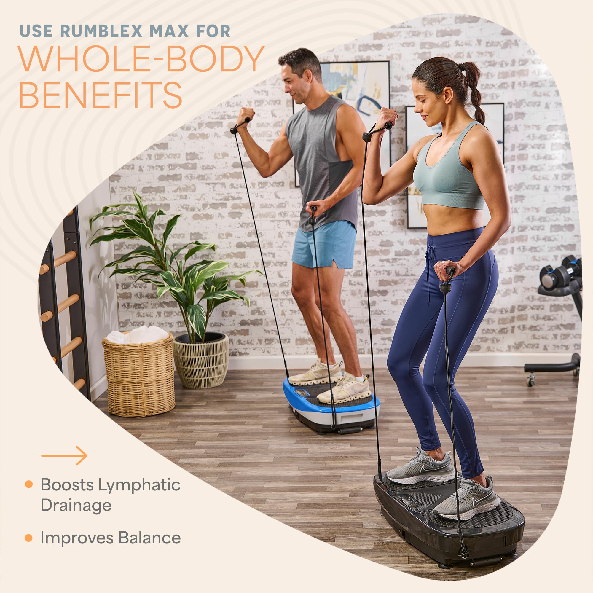 Lifepro Rumblex Max 4D Vibration Plate Exercise Machine with Resistance Bands - Home Fitness Equipment for Full Body Workout, Muscle Toning, Strength Training & Recovery - Perfect for Home Gym, Weight Loss & Physical Therapy