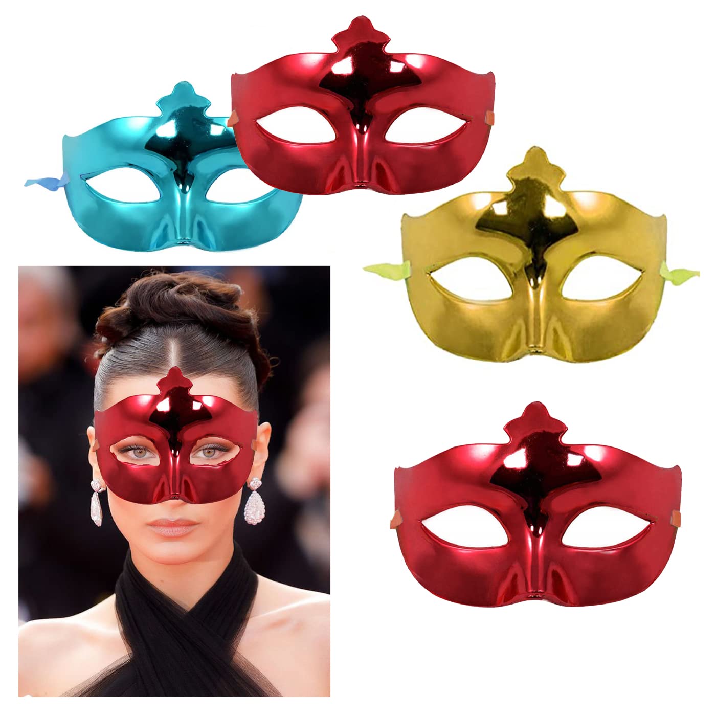INAAYA Set of 4 Themed Face Masks - Birthday & Halloween Face Coverings in Vibrant Colors | Perfect for Parties, Costumes & Holiday Celebrations