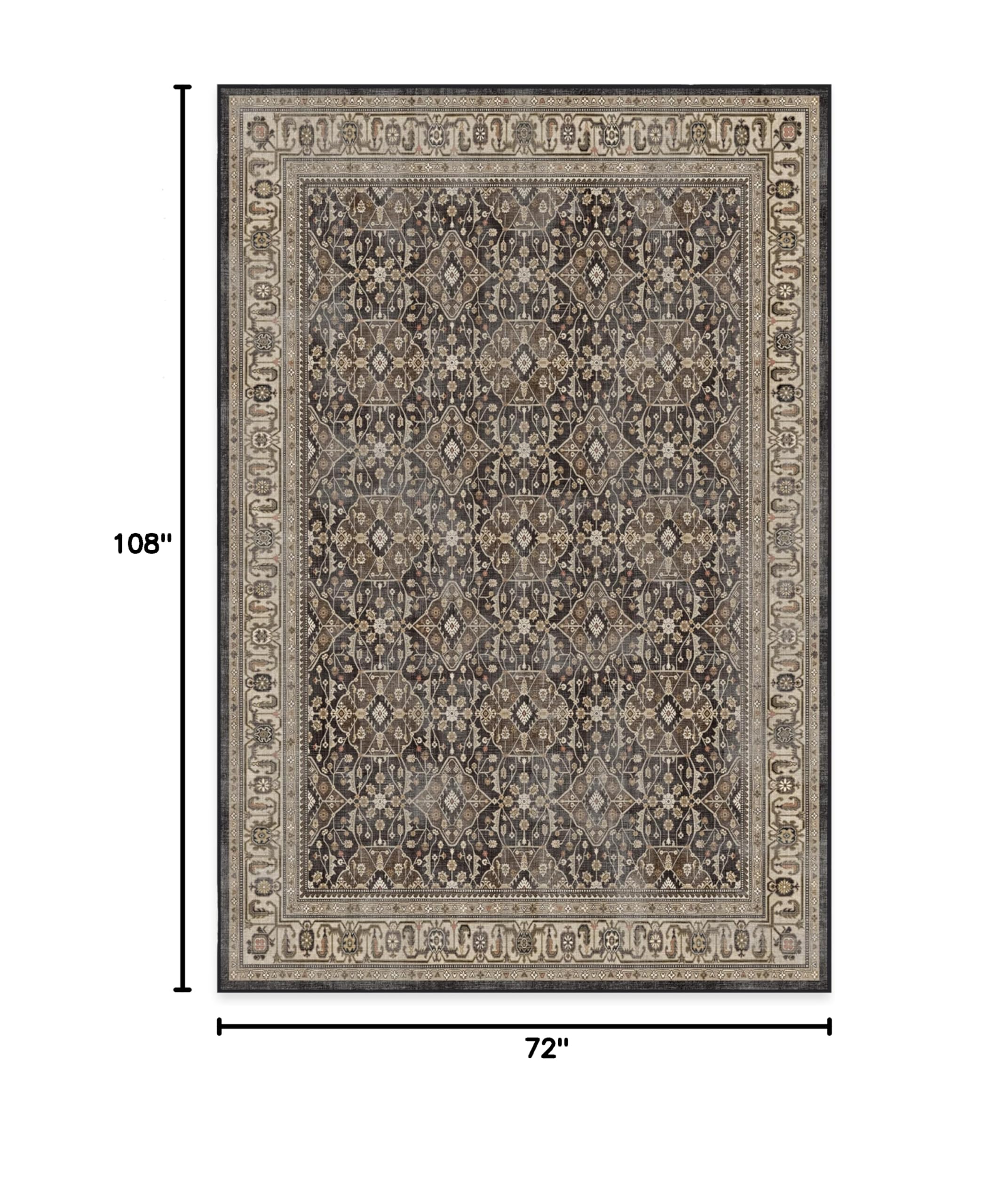 Ruggable Washable 6x9 Area Rug - Alessia Dark Wood Pattern | Premium Non-Slip Living Room, Bedroom & Kitchen Rug with Gripper Pad | Perfect for Home, Office & Classroom Decor
