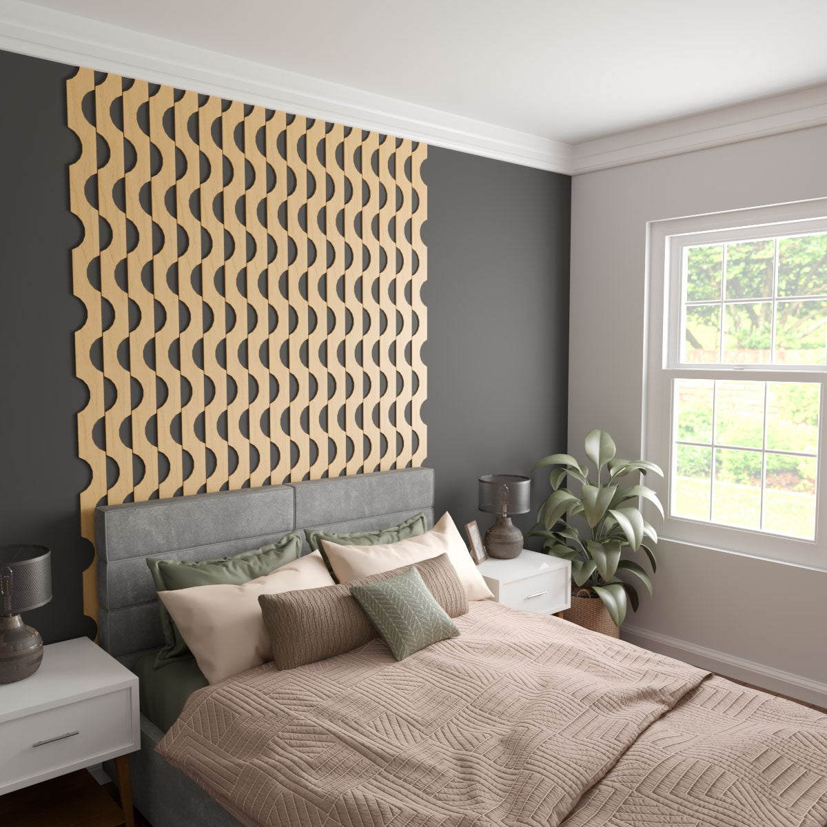 Pomeroy Adjustable Wood Slat Wall Kit - DIY Modern Wall Panel for Home Decor, Bedroom & Living Room Accent Wall