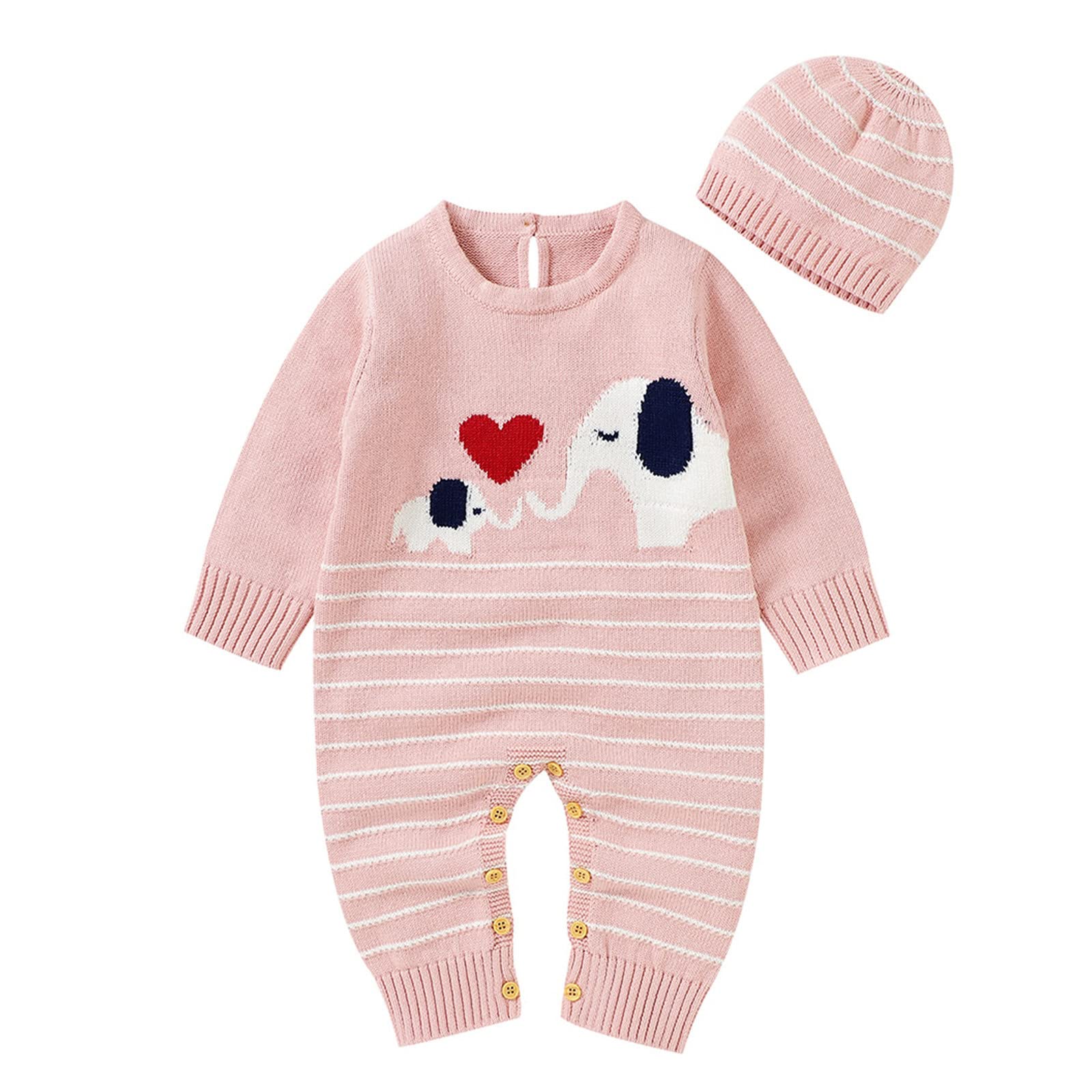 1 Year Old Baby Girl Winter Knitted Hat & Cartoon Sweater Set - Cute Button Up Sweater for Toddler Girls & Boys - Perfect for Winter Outfits, Family Photos & Holiday Gifts