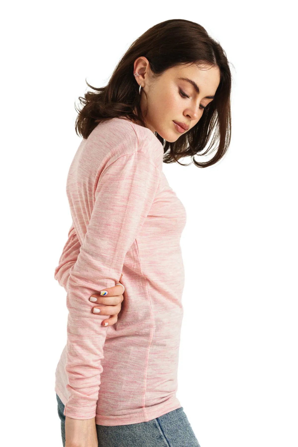 Women's Merino Wool Long Sleeve Thermal Shirt - Soft 165 Pink Heather Base Layer for Hiking, Skiing & Winter Outdoor Activities