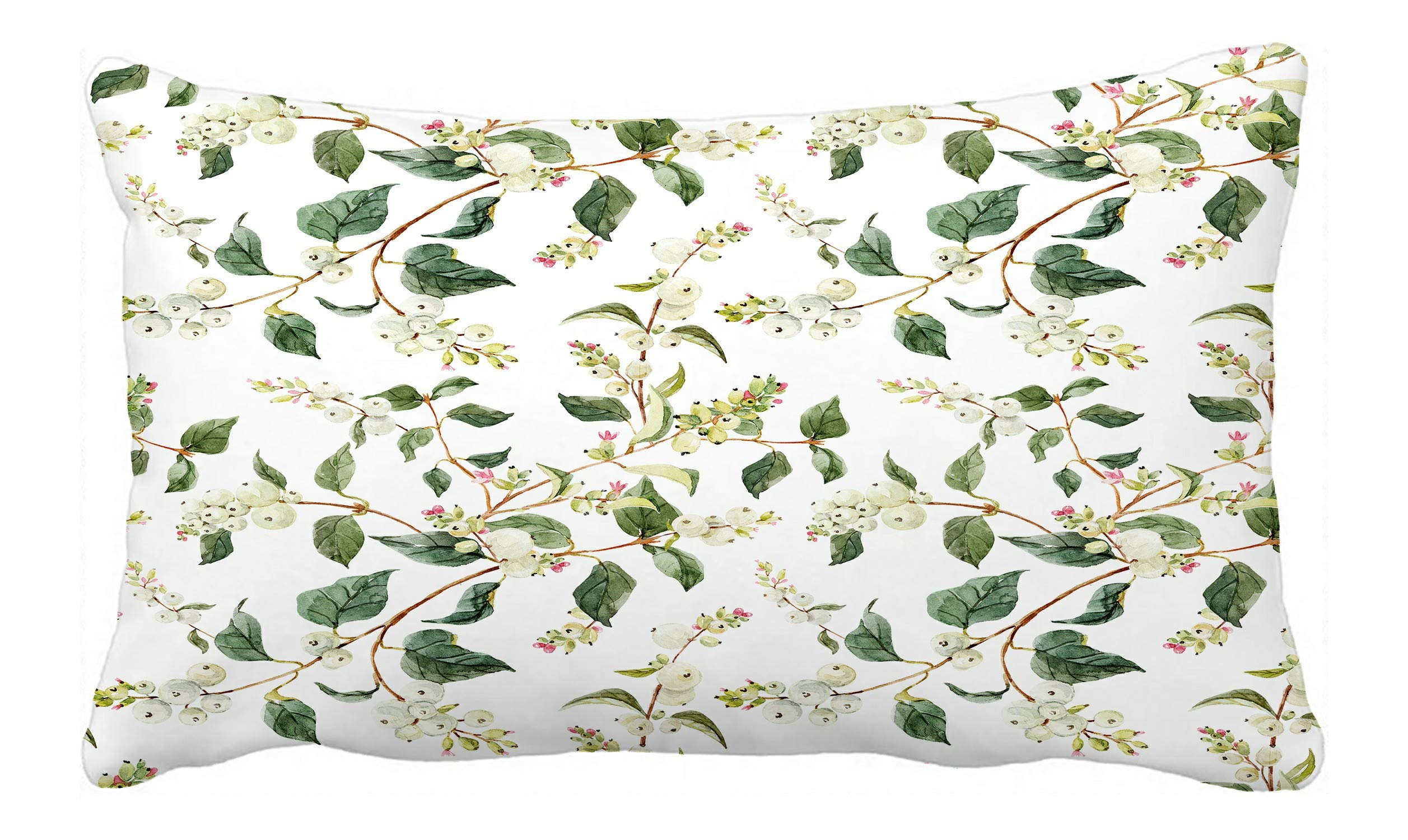 ECZJNT Watercolor Snowberry White Christmas Pillow Cover Set - 20x30 Inch Holiday Decorative Pillowcases for Sofa, Bed, Couch - Festive Winter Home Decor