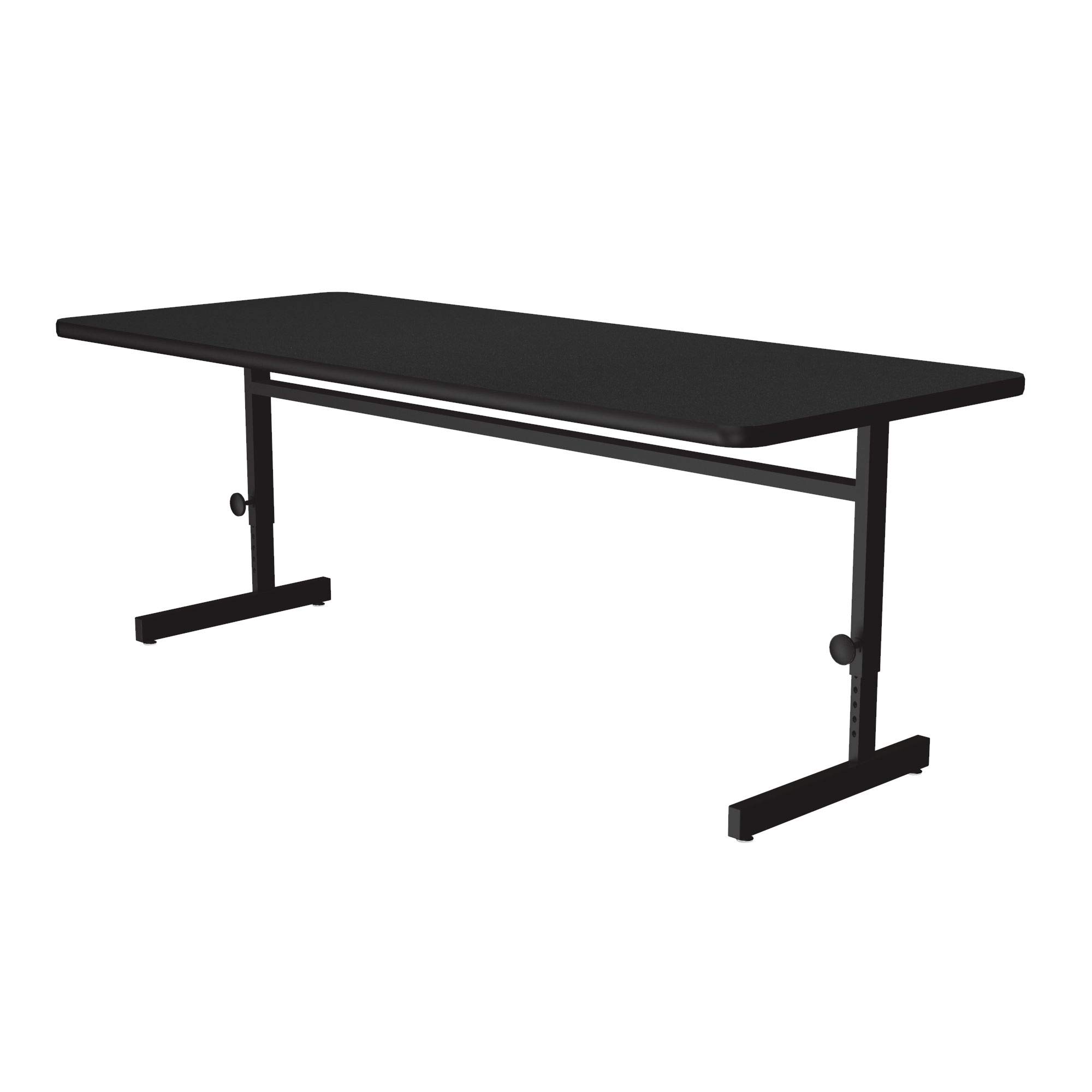 Correll 24x60 Inch Adjustable Height Rectangular Training & Computer Desk with Black Granite Melamine Top, Steel Frame - Ergonomic Workstation for Home Office, Gaming, and Study (CSA2460M-07)
