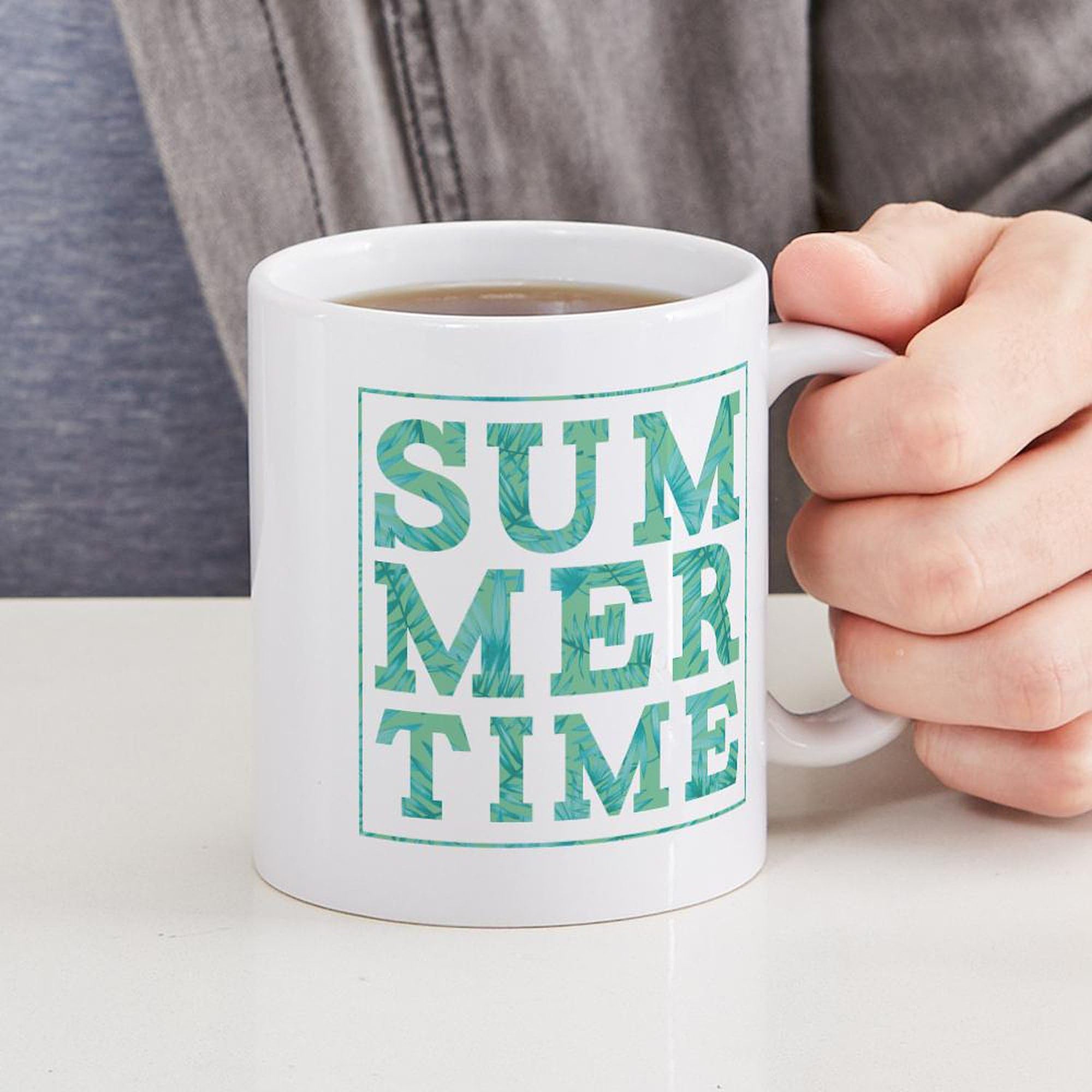 Summertime Print 11 oz (325 ml) Ceramic Coffee Mug - Perfect for Hot & Cold Drinks, Office, Home, and Gifts
